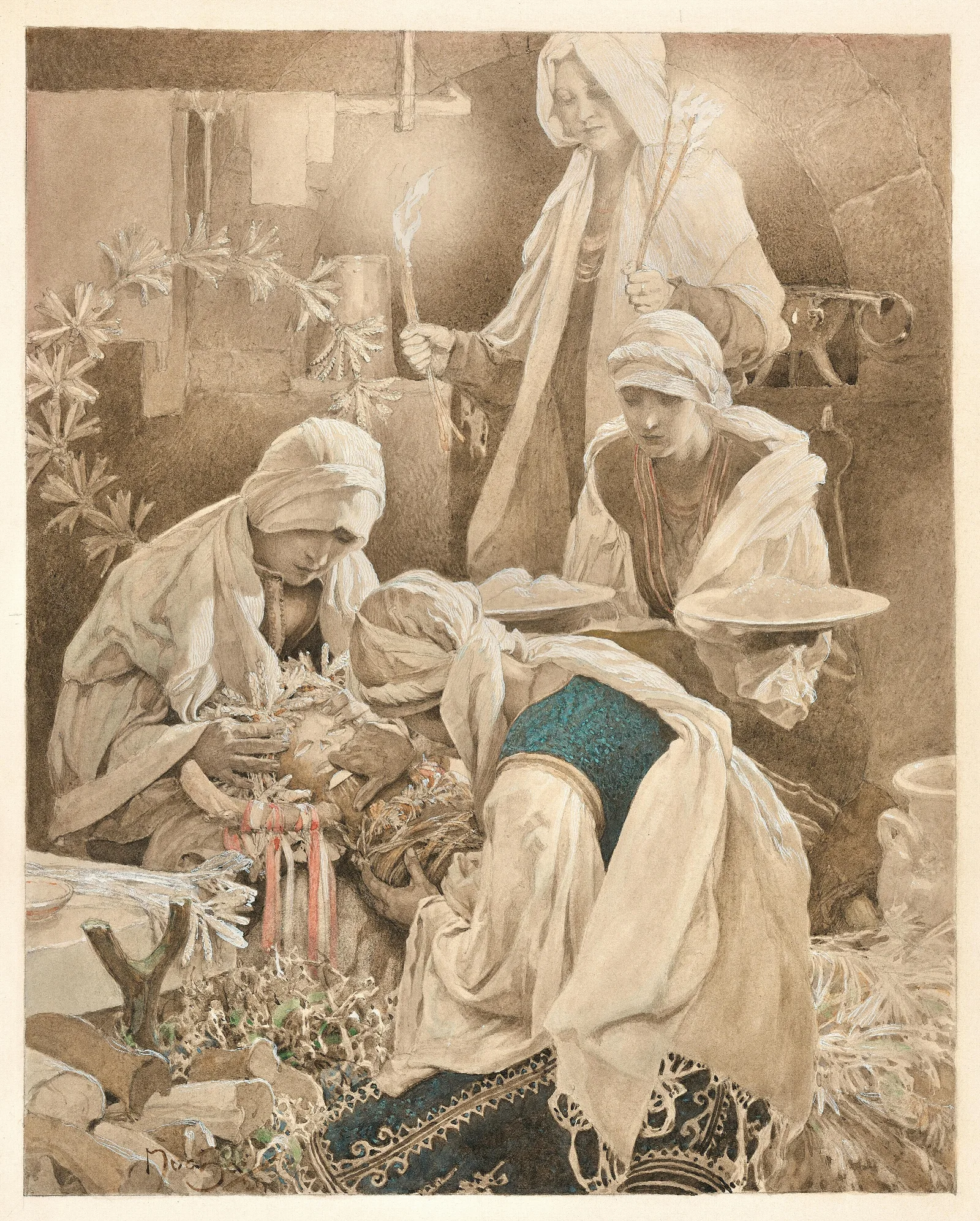 Maslenitsa Effigy Wall Art by Alphonse Mucha - Canvas Print