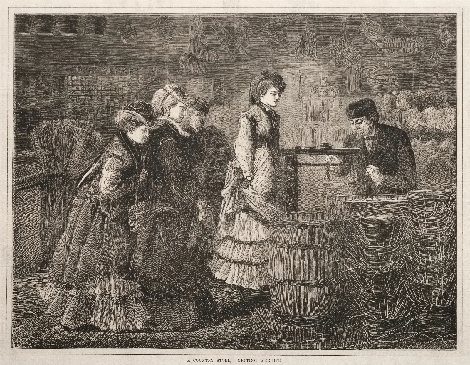 A Country Store Getting Weighed Wall Art by Winslow Homer - Canvas Print