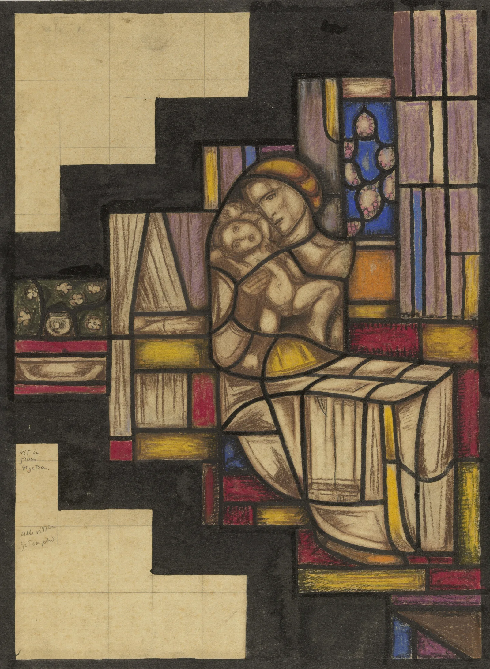 Ontwerp Voor Raam In Het Nederlands Paviljoen Op De Tentoonstelling Arts Decoratifs Te Parijs 1925 6 Wall Art by Richard Nicolaüs Roland Holst - Canvas Print