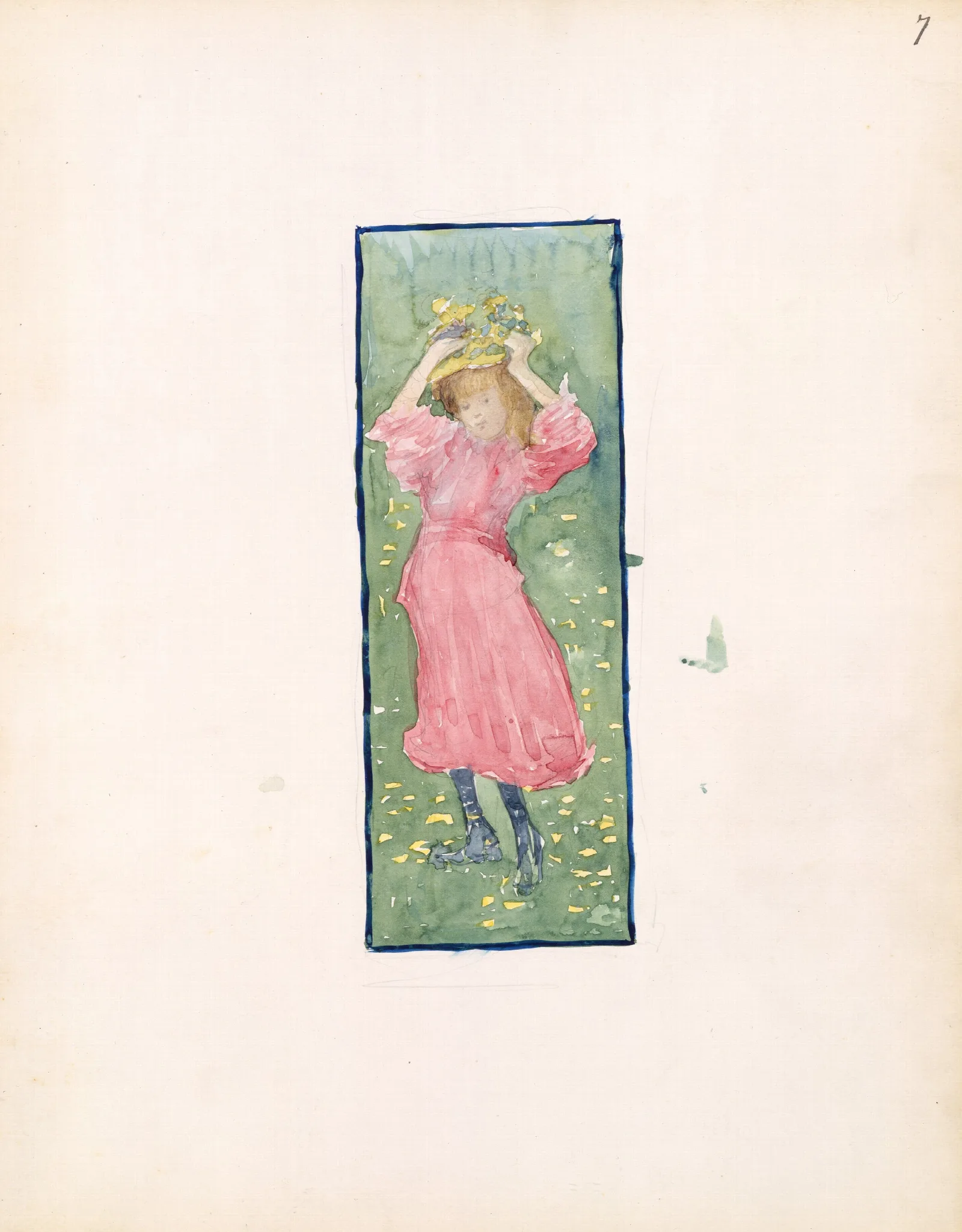 A Girl Holding Her Hat Wall Art by Maurice Prendergast - Canvas Print