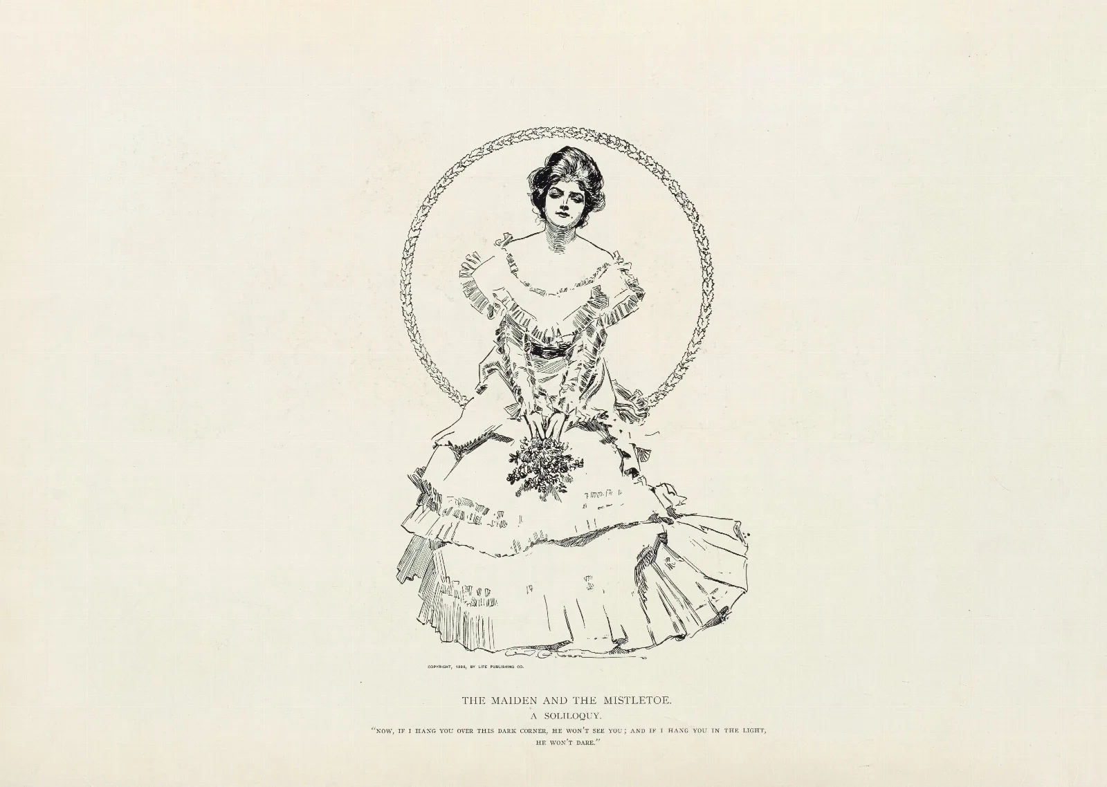The Maiden And The Mistletoe Wall Art by Charles Dana Gibson - Canvas Print