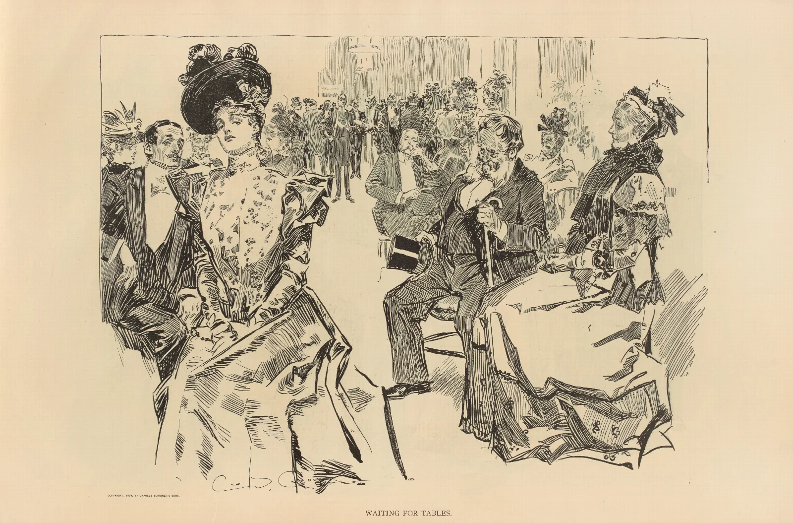 Waiting For Tables 2 Wall Art by Charles Dana Gibson - Canvas Print