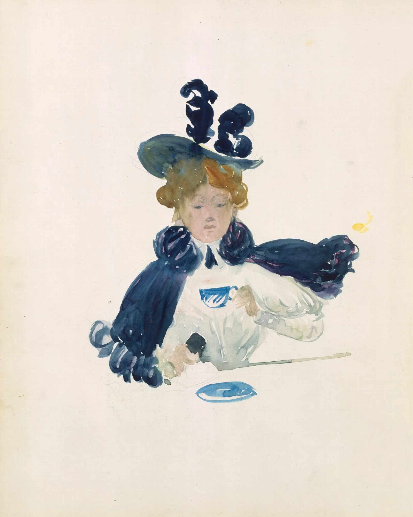 A Woman Drinking From A Cup Wall Art by Maurice Prendergast - Canvas Print
