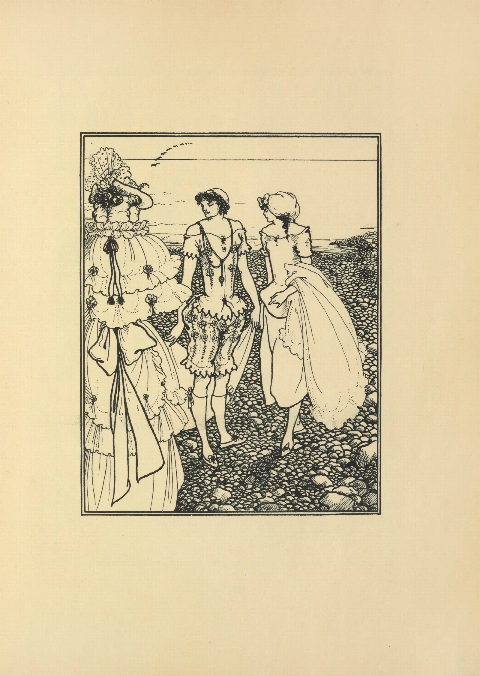 On Dieppe Beach The Bathers From No 1 Of The Savoy Wall Art by Aubrey Vincent Beardsley - Canvas Print