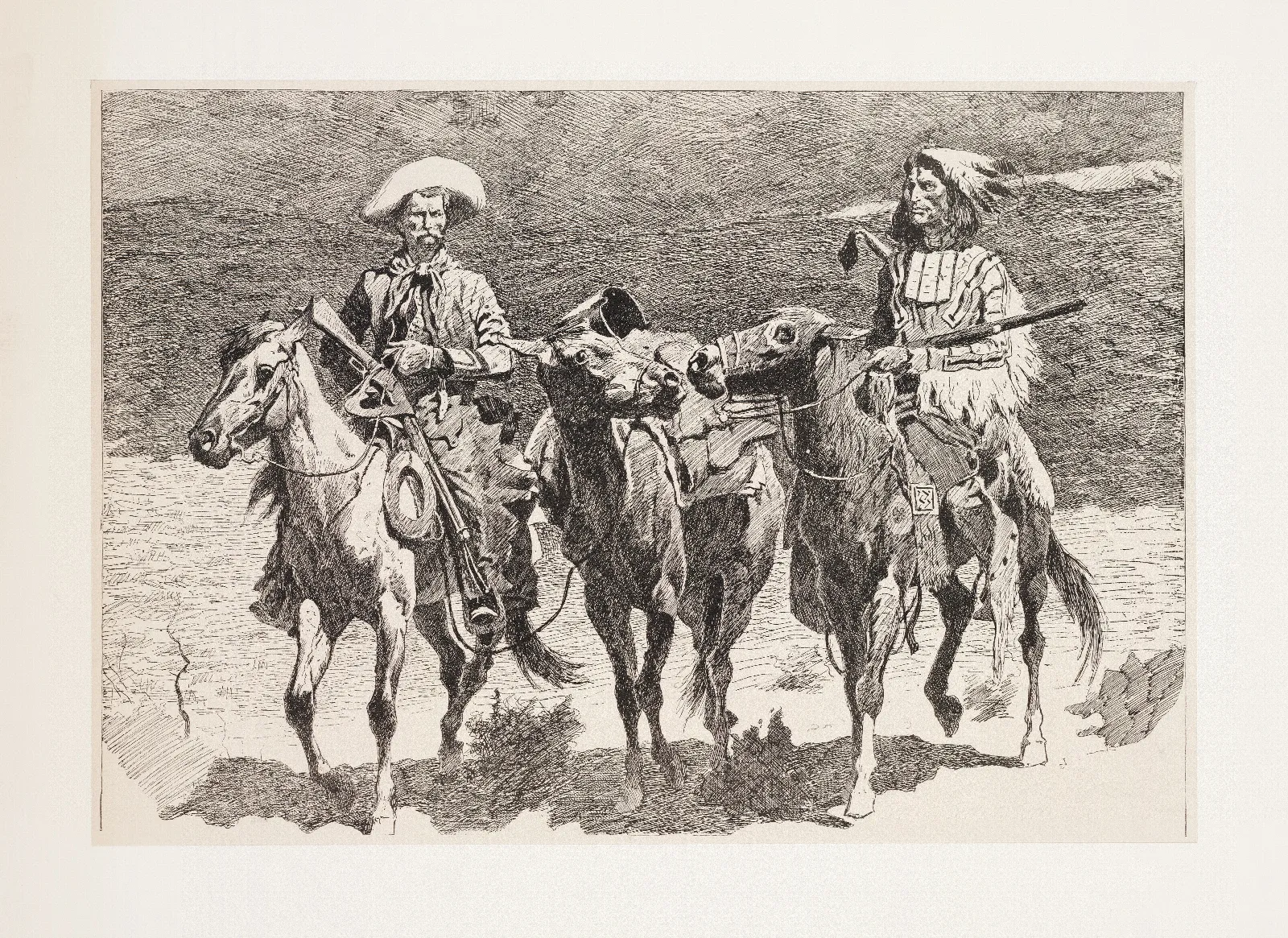 Questionable Companionship Wall Art by Frederic Remington - Canvas Print