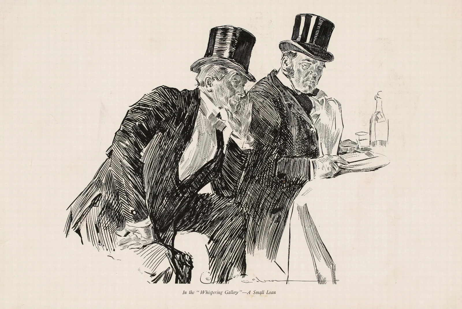 In The Whispering Gallery A Small Loan Wall Art by Charles Dana Gibson - Canvas Print