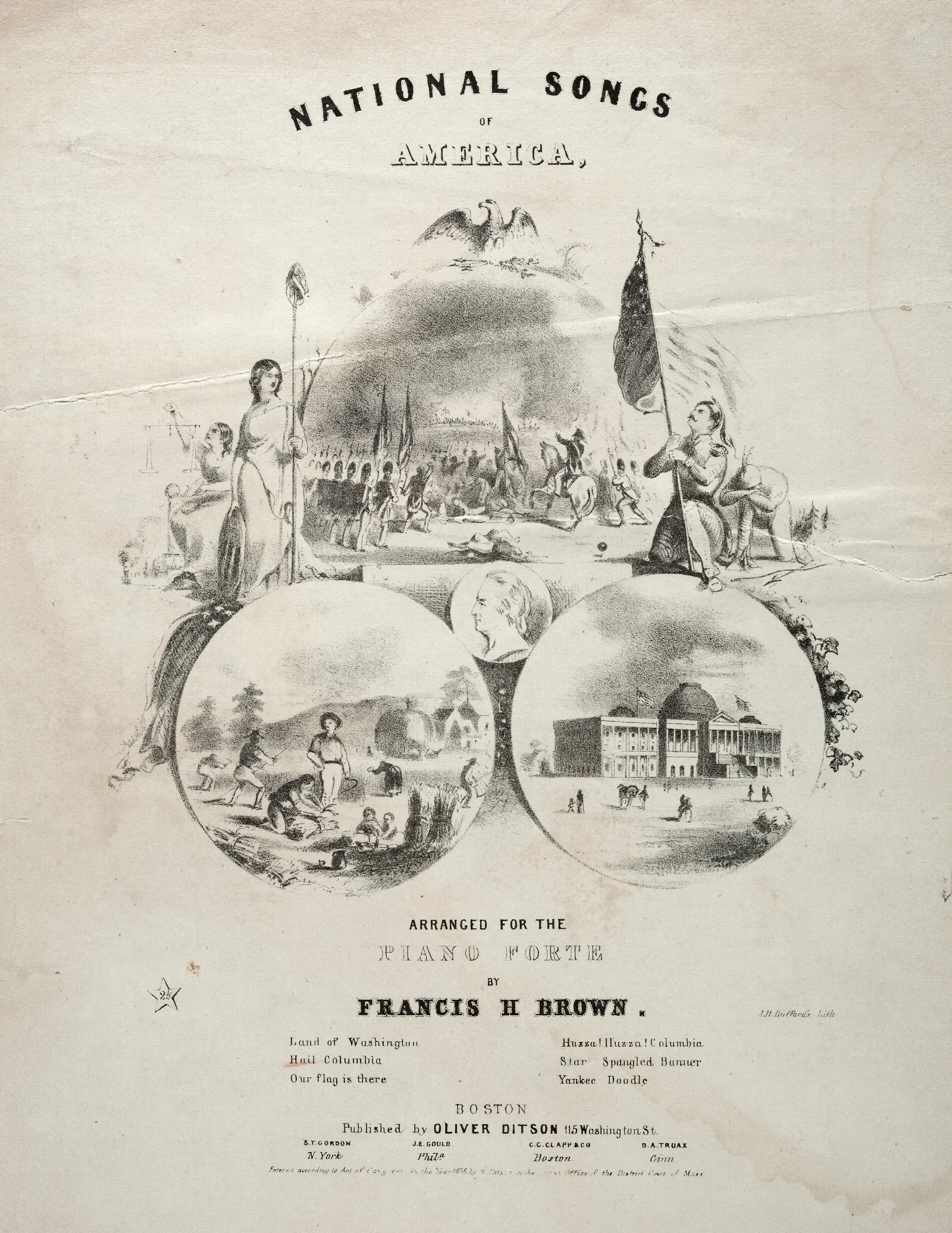 National Songs Of America Sheet Music Cover Wall Art by Winslow Homer - Canvas Print