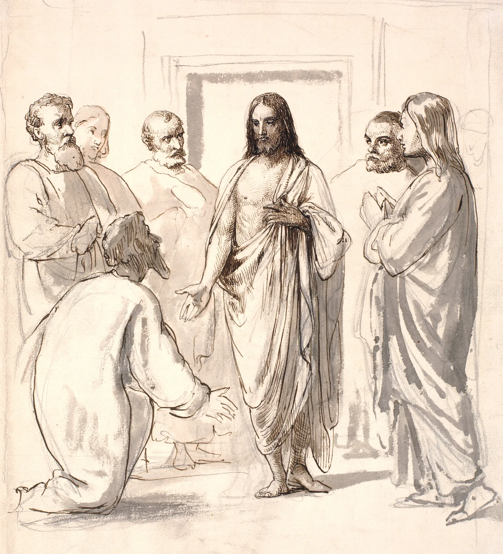 Christ And The Doubting Thomas 2 Wall Art by Wilhelm Marstrand - Canvas Print