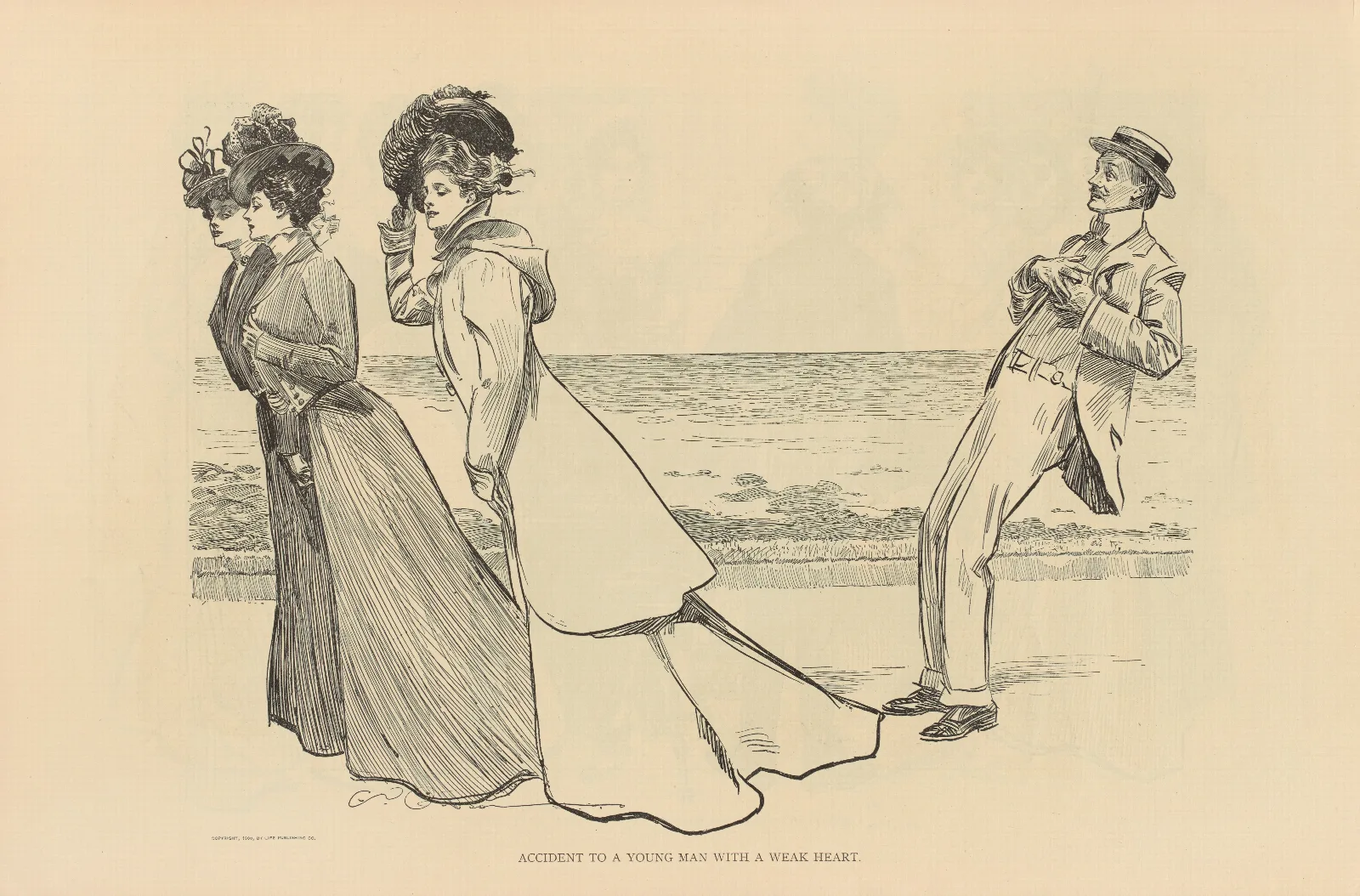 Accident To A Young Man With A Weak Heart 2 Wall Art by Charles Dana Gibson - Canvas Print