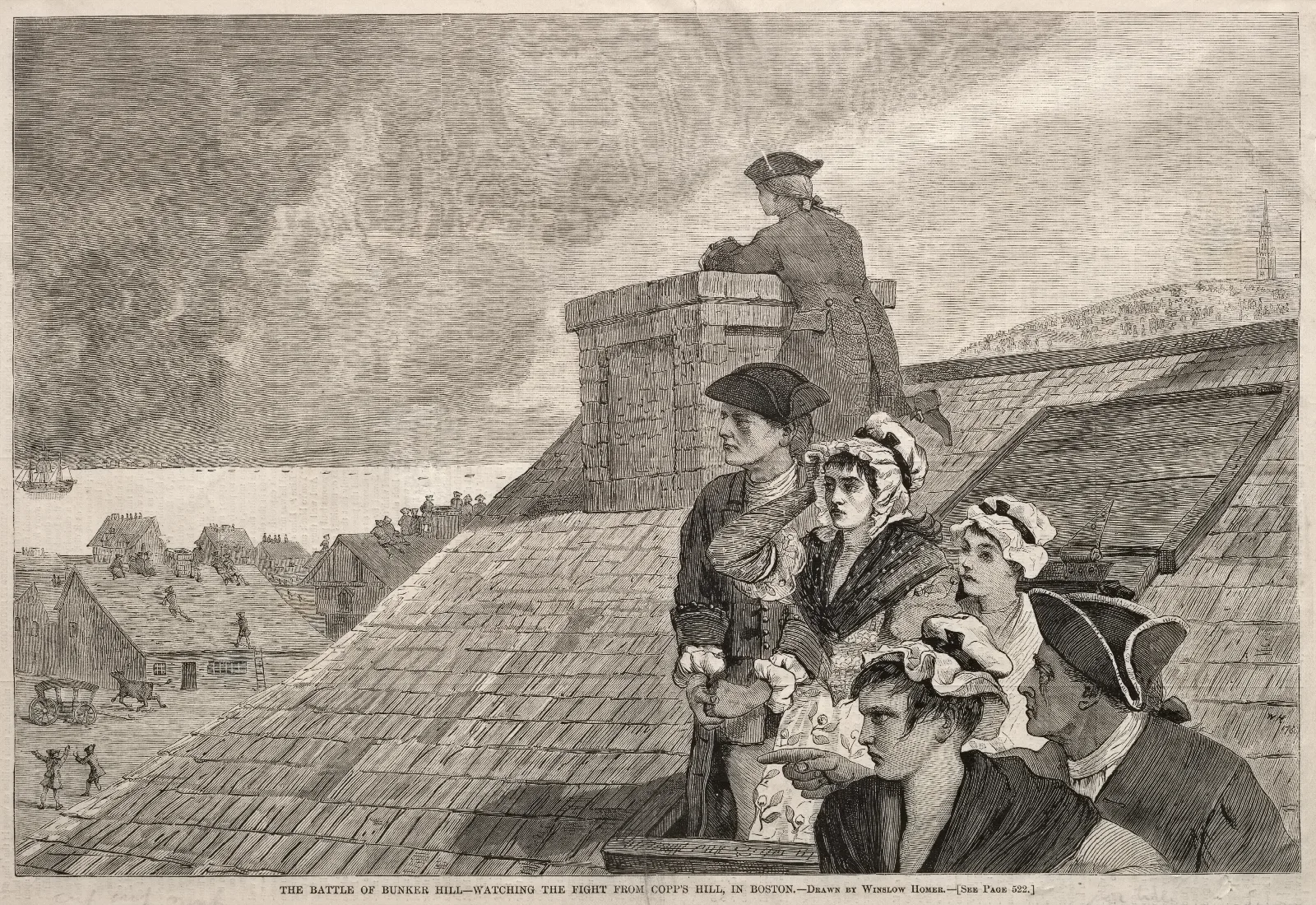 The Battle Of Bunker Hill Watching The Fight From Copps Hill In Boston Wall Art by Winslow Homer - Canvas Print