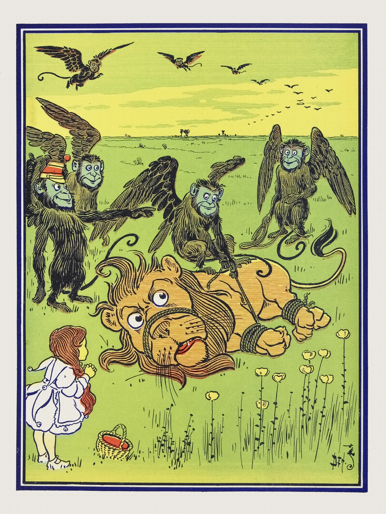 The Monkeys Wound Many Coils About His Body Wall Art by William Wallace Denslow - Canvas Print