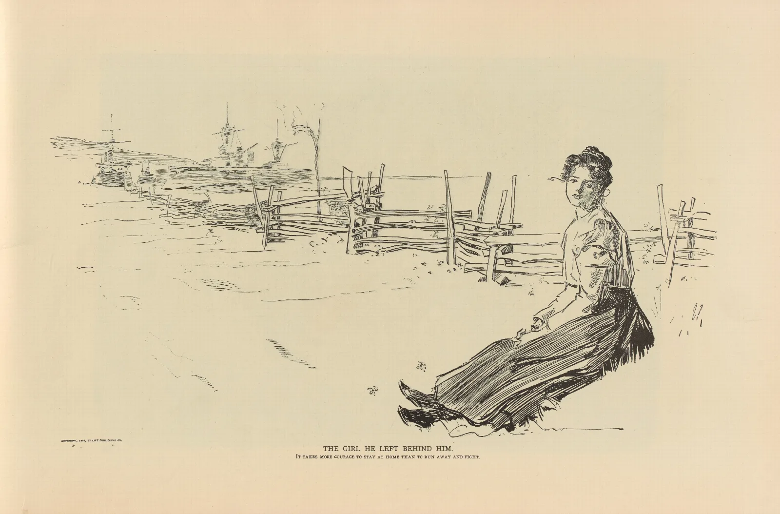 The Girl He Left Behind Him Wall Art by Charles Dana Gibson - Canvas Print