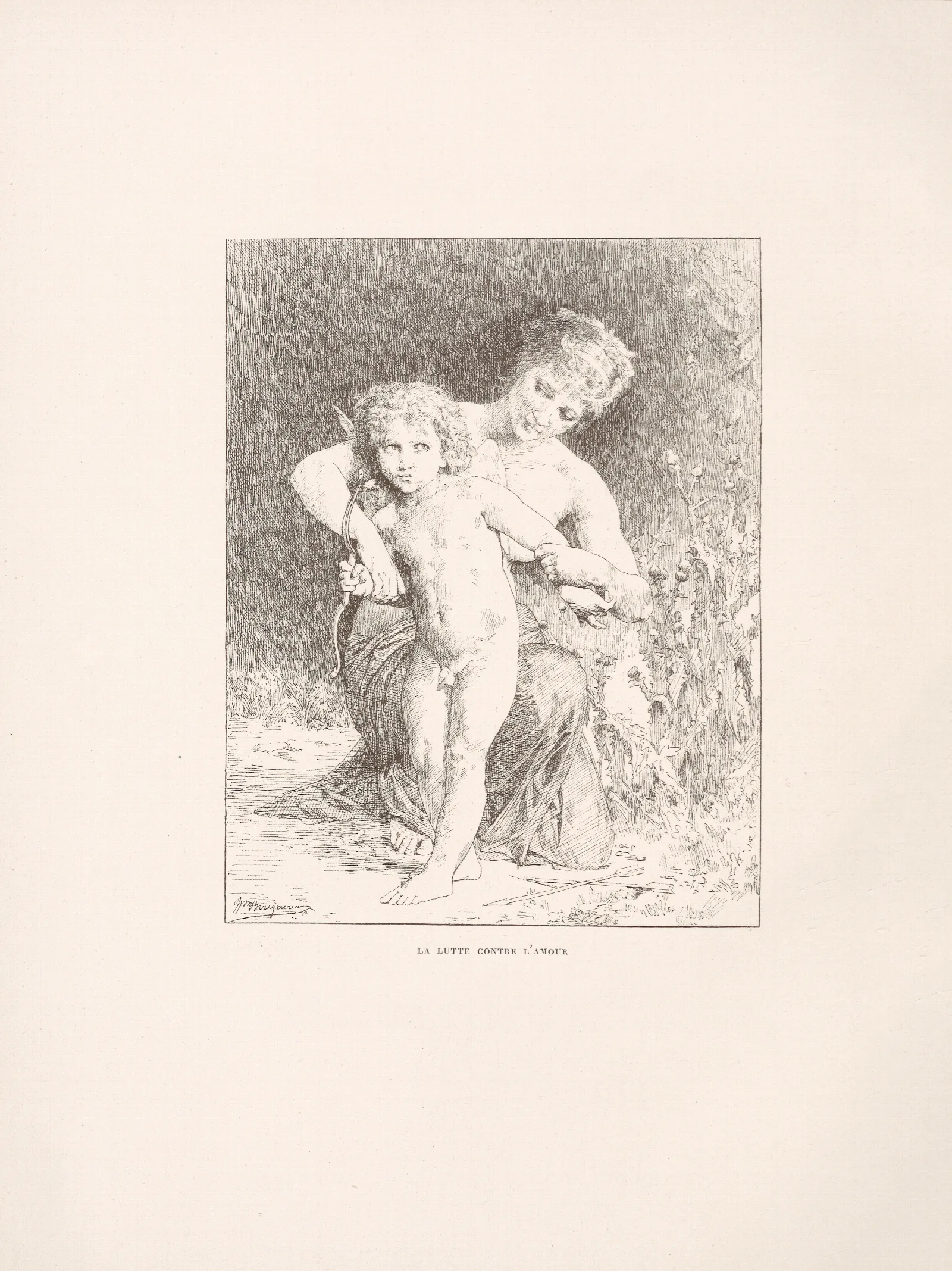 La Lutte Contre Lamour Wall Art by William Bouguereau - Canvas Print