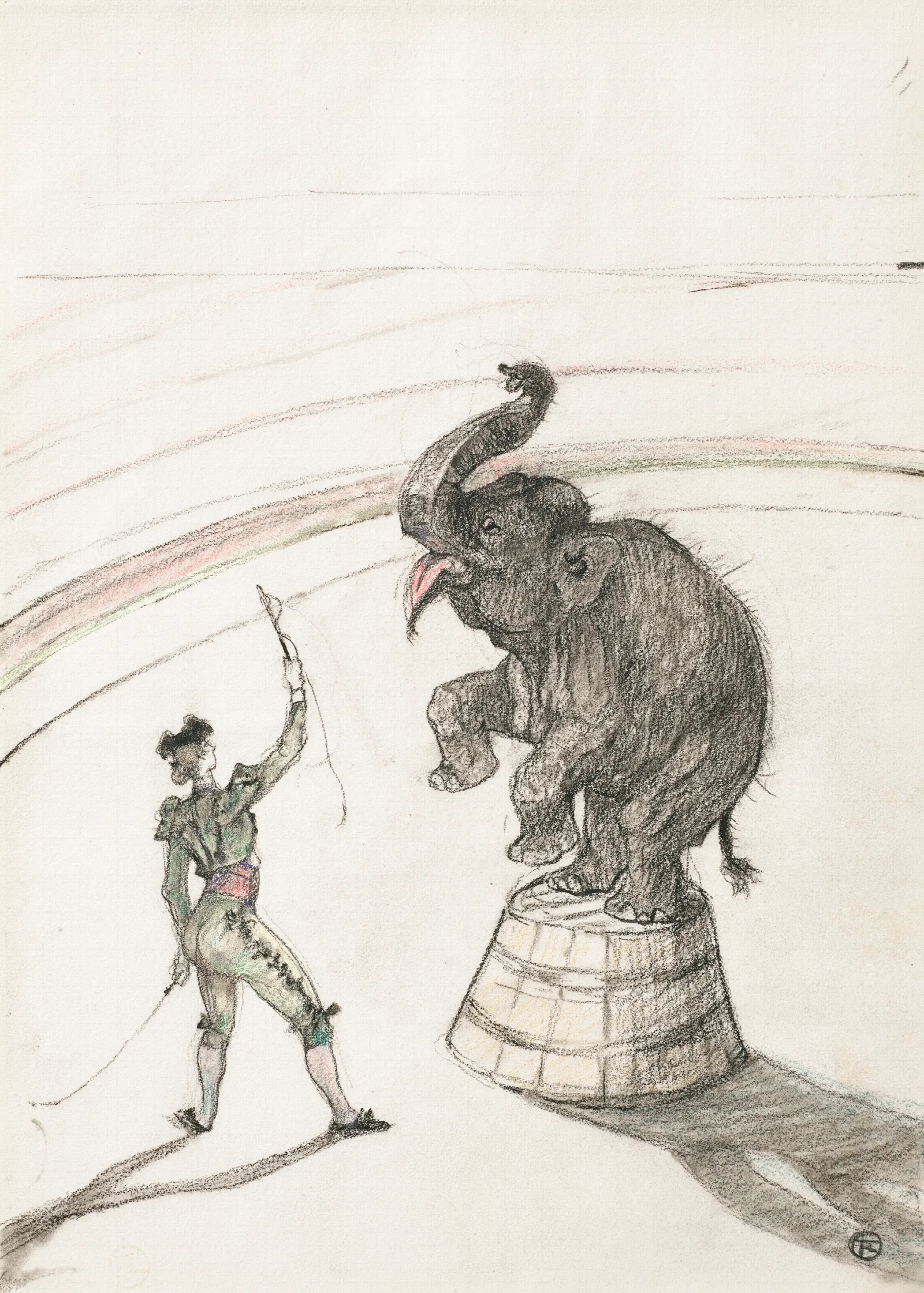Au Cirque Elephant En Liberte Wall Art by Henri de Toulouse-Lautrec - Canvas Print