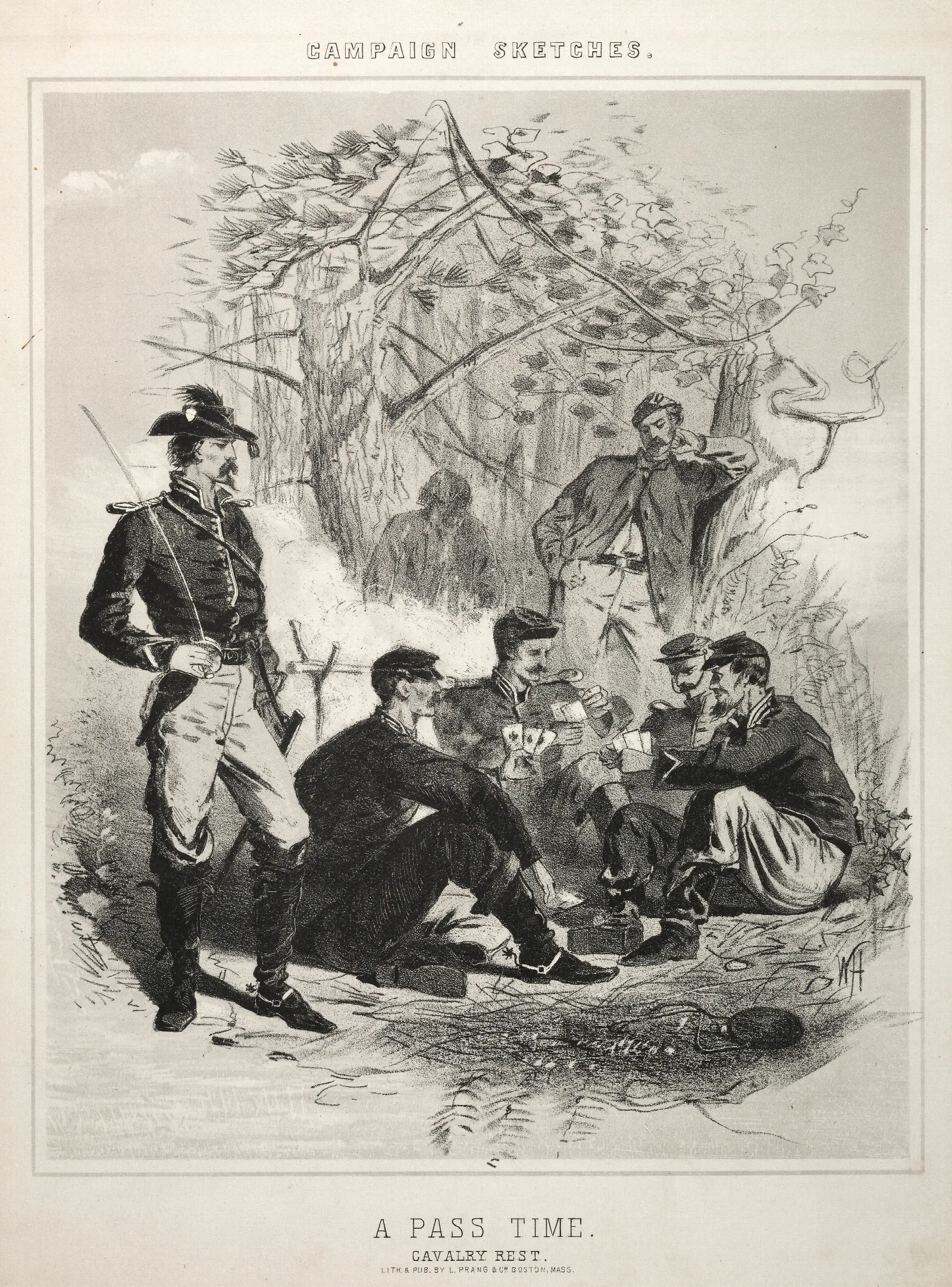 Campaign Sketches A Pass Time Wall Art by Winslow Homer - Canvas Print