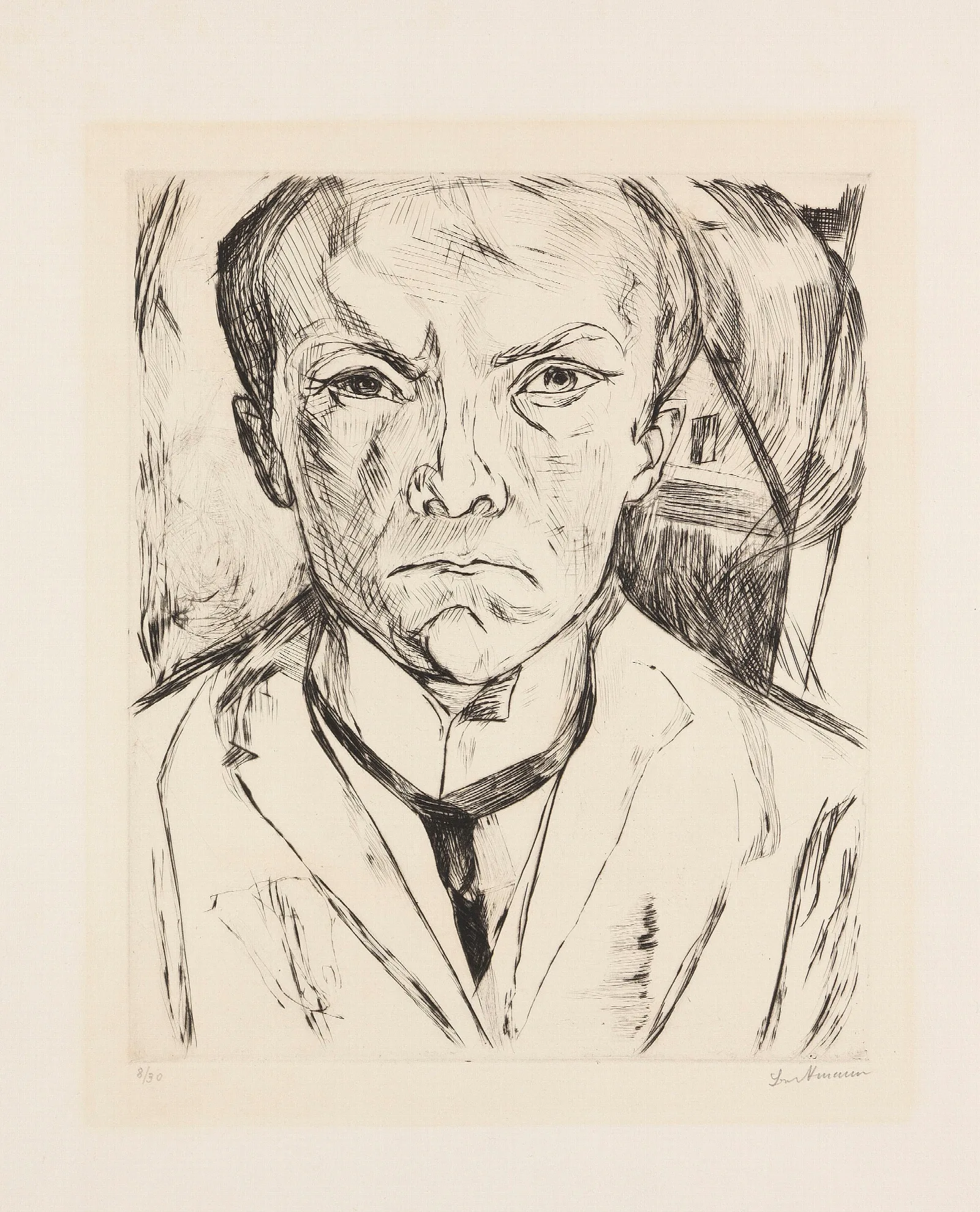 Selbstbildnis Von Vorn Im Hintergrund Hausgiebel Wall Art by Max Beckmann - Canvas Print