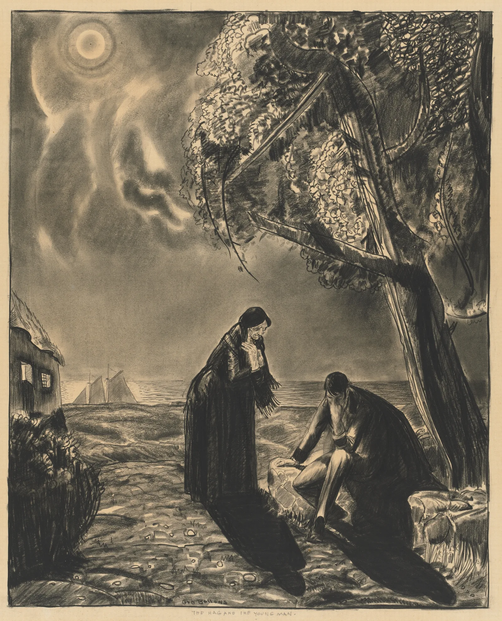 The Hag And The Young Man Wall Art by George Wesley Bellows - Canvas Print