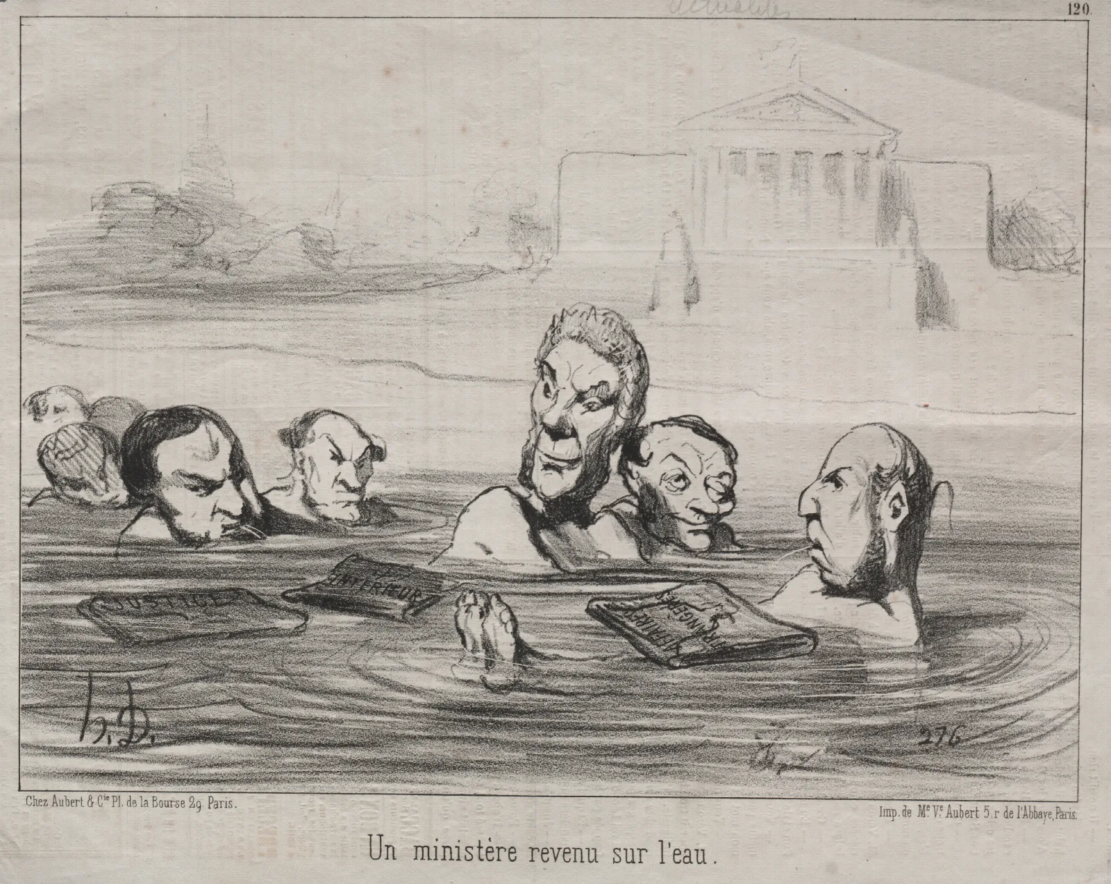 A Minister Back In The Water Wall Art by Honoré Daumier - Canvas Print