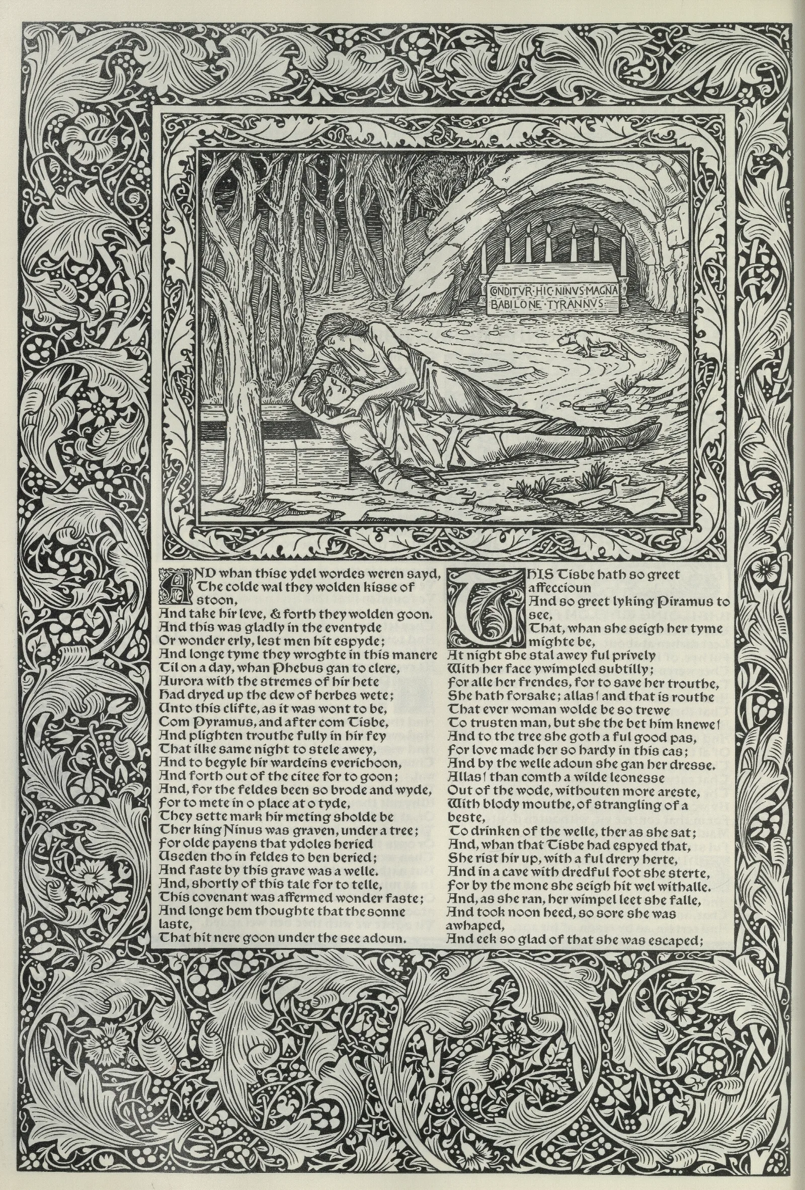 The Works Of Geoffrey Chaucer Pl 61 Wall Art by Sir Edward Coley Burne-Jones - Canvas Print