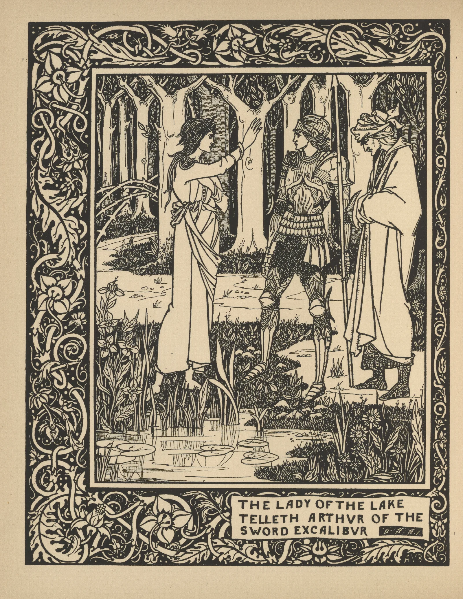 The Lady Of The Lake Telleth Arthur Of The Sword Excalibur Wall Art by Aubrey Vincent Beardsley - Canvas Print