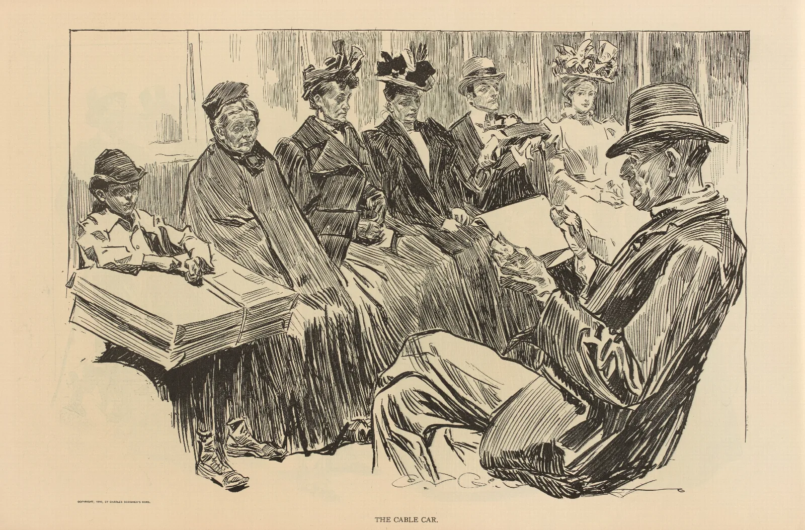 The Cable Car 2 Wall Art by Charles Dana Gibson - Canvas Print