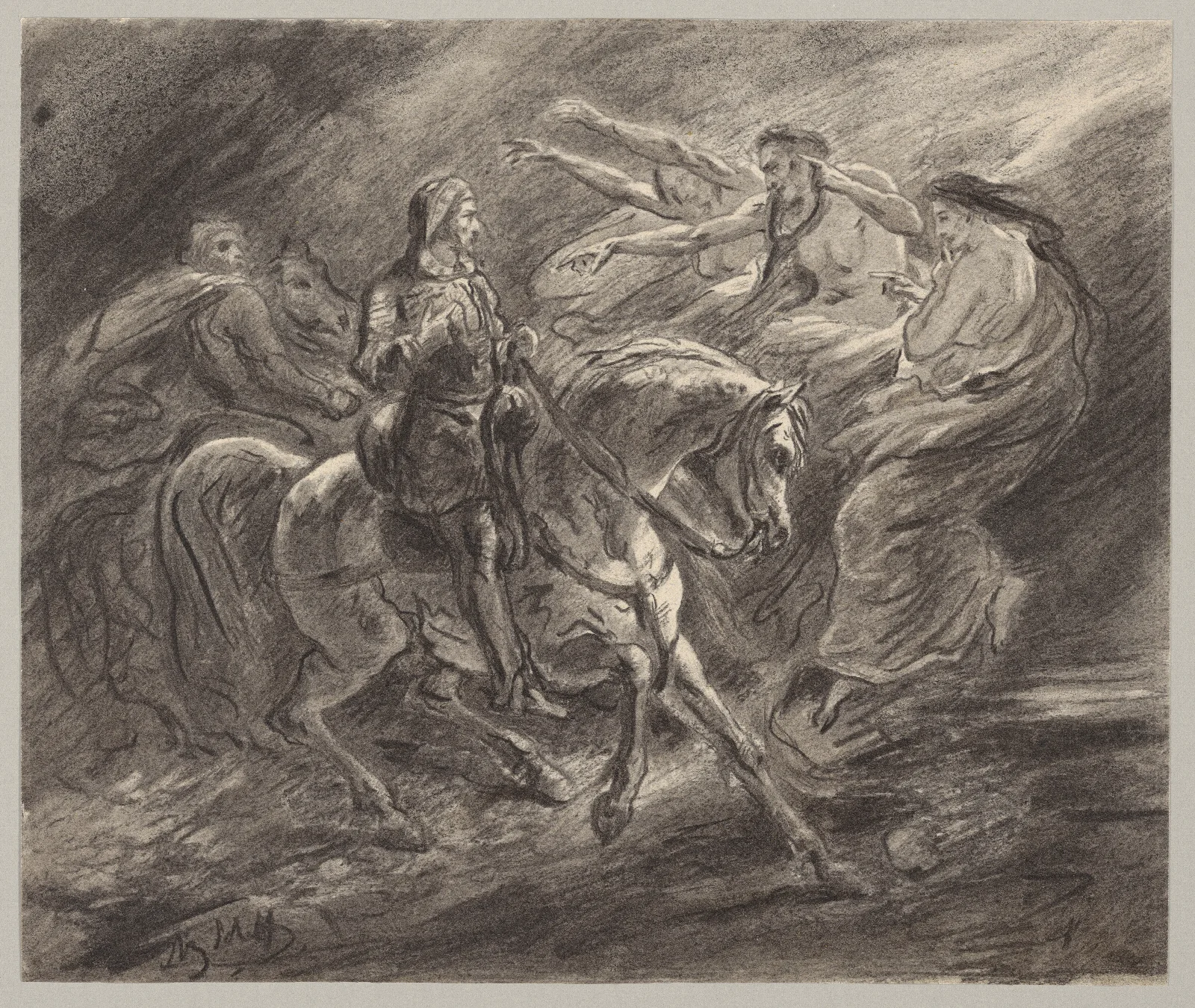 Macbeth I 3 Macbeth And The Witches Wall Art by Ary Scheffer - Canvas Print