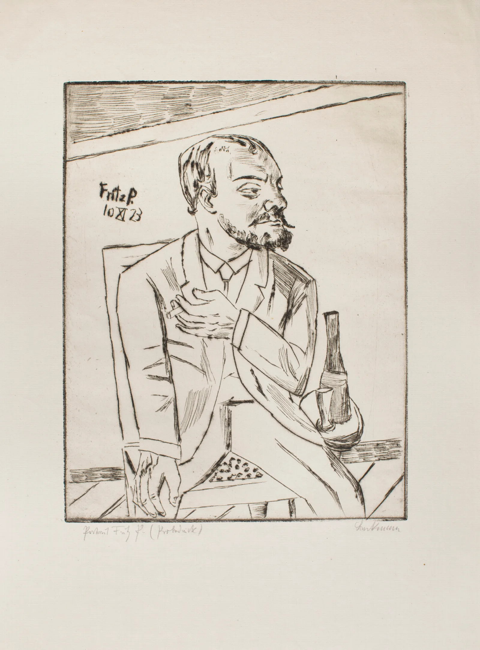 Portrait Of Fritz P Wall Art by Max Beckmann - Canvas Print