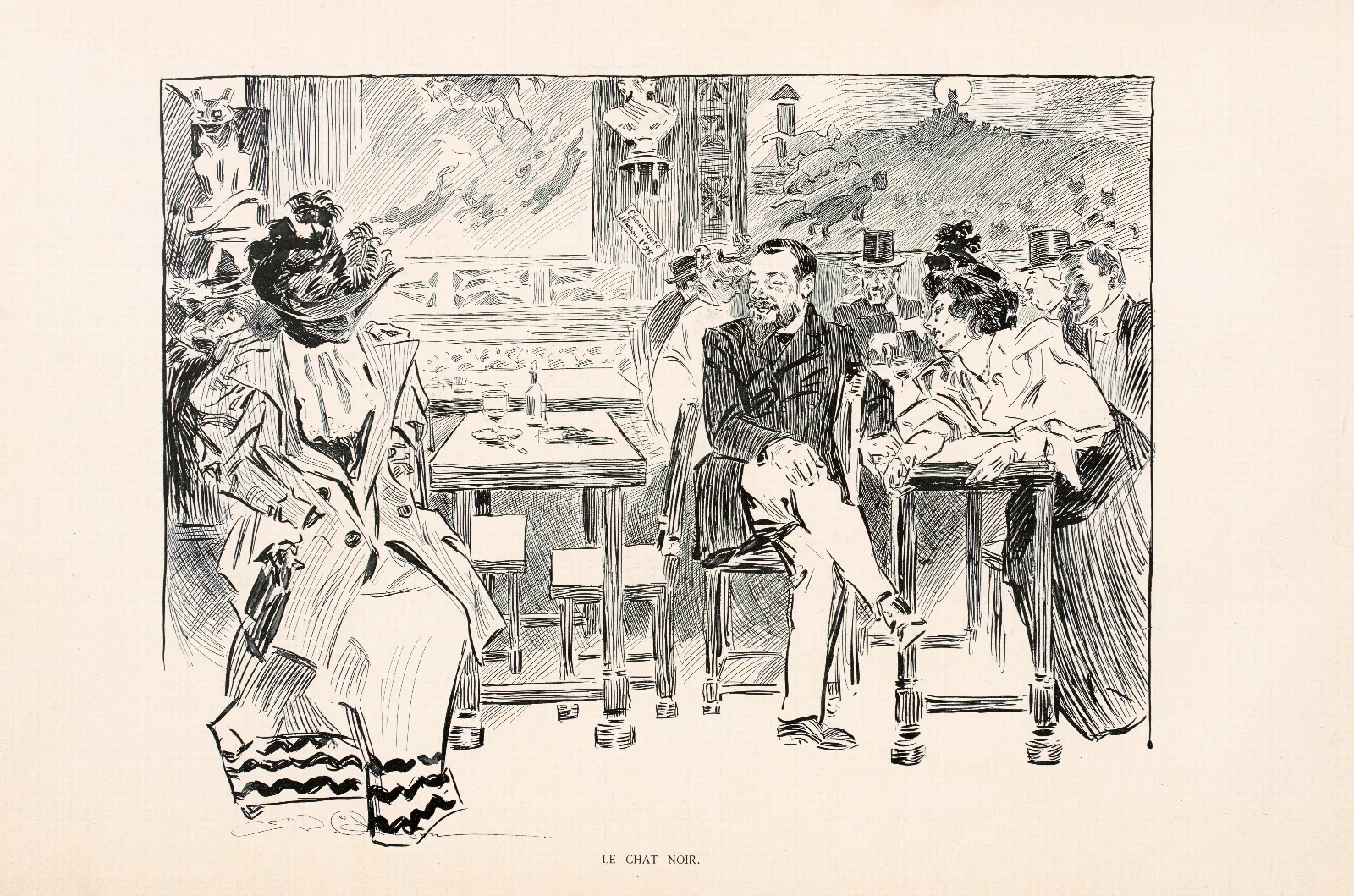 Le Chat Noir Wall Art by Charles Dana Gibson - Canvas Print