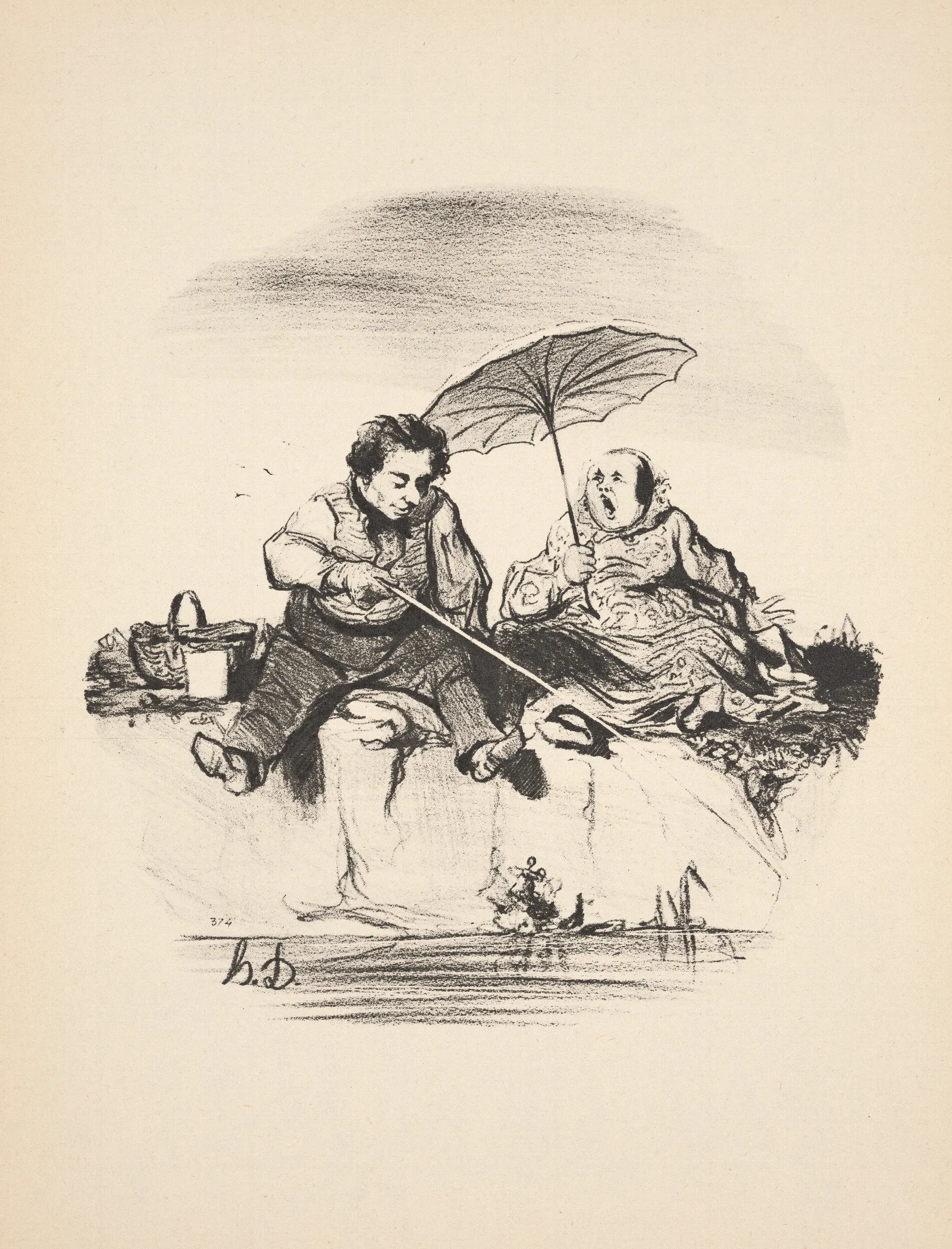 Hunting And Fishing Pl 23 Wall Art by Honoré Daumier - Canvas Print