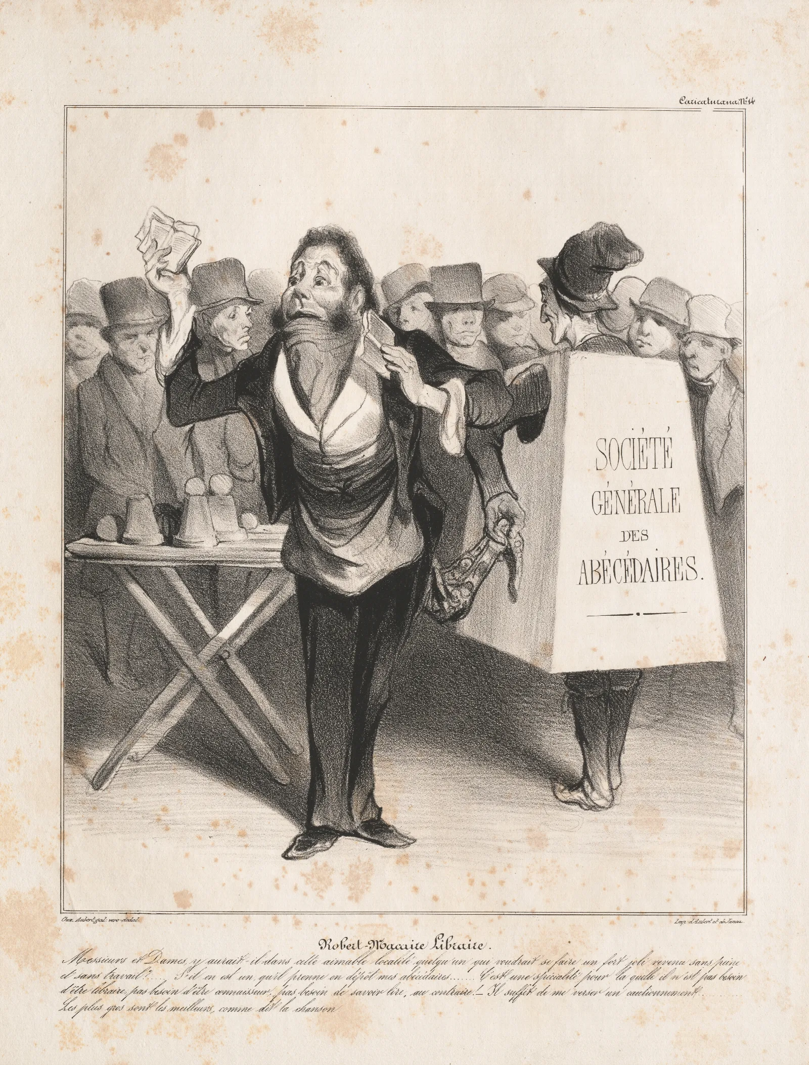Robert Macaire Bookseller Wall Art by Honoré Daumier - Canvas Print
