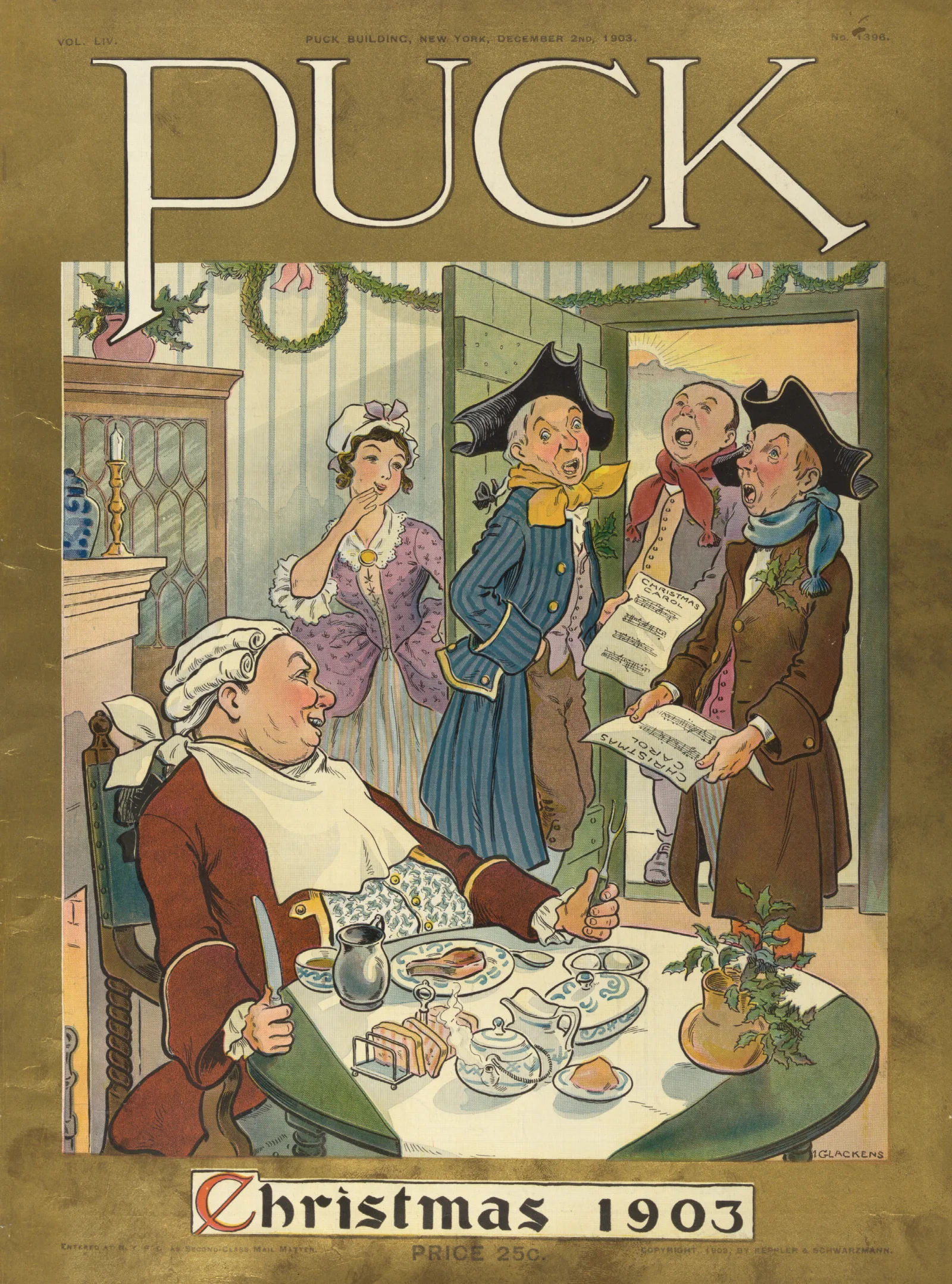 Puck Christmas 1903 Wall Art by Louis Glackens - Canvas Print