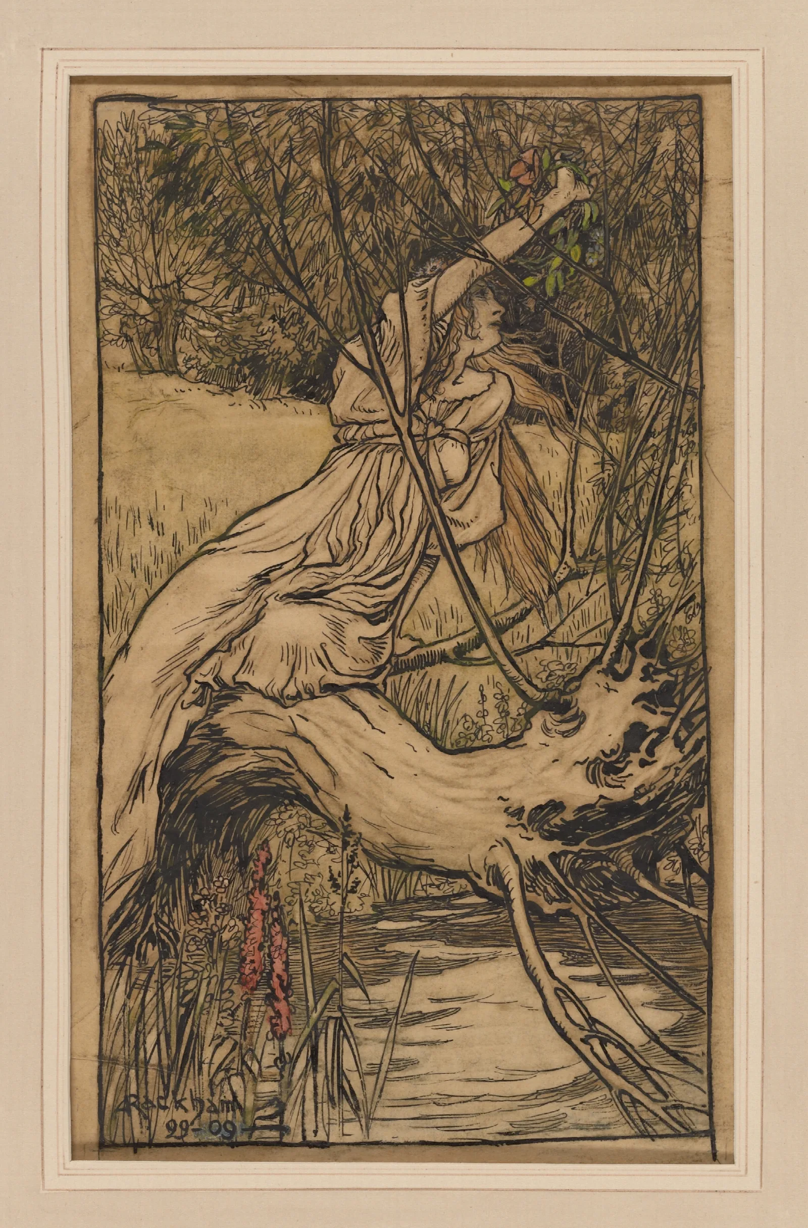 Ophelia From Rackhams Illustrations To Lambs Tales From Shakespeare Hamlet Wall Art by Arthur Rackham - Canvas Print