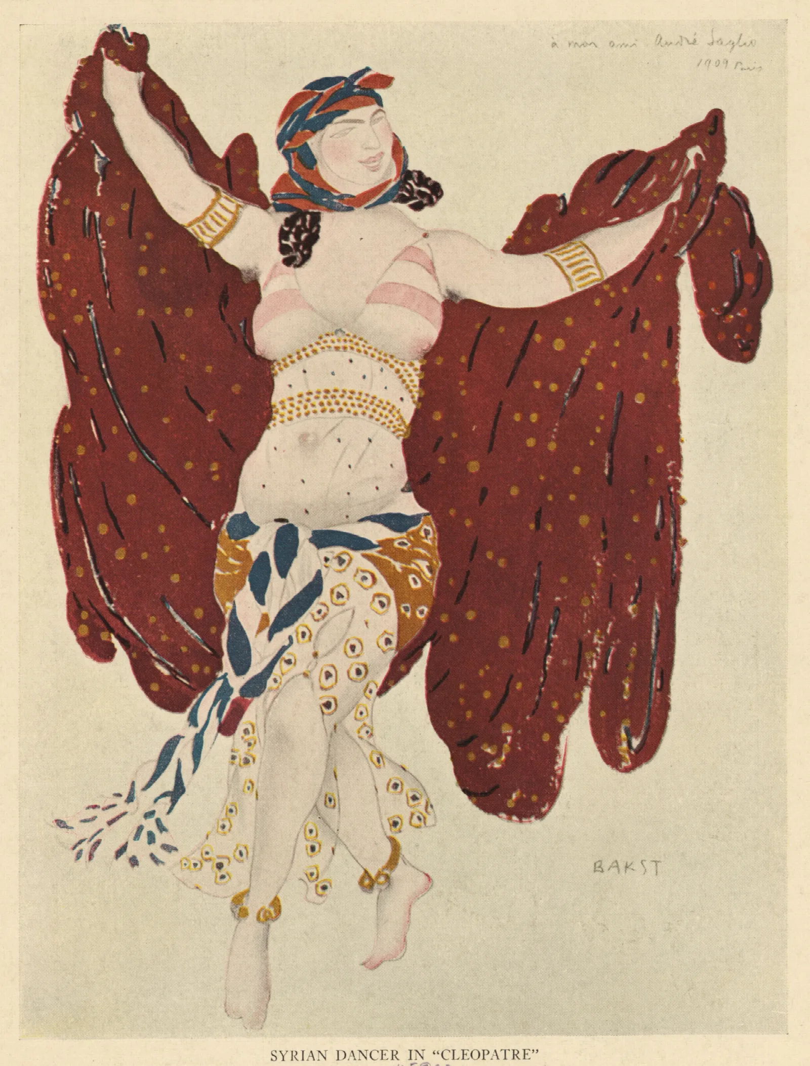 Syrian Dancer In Cleopatre Wall Art by Léon Bakst - Canvas Print