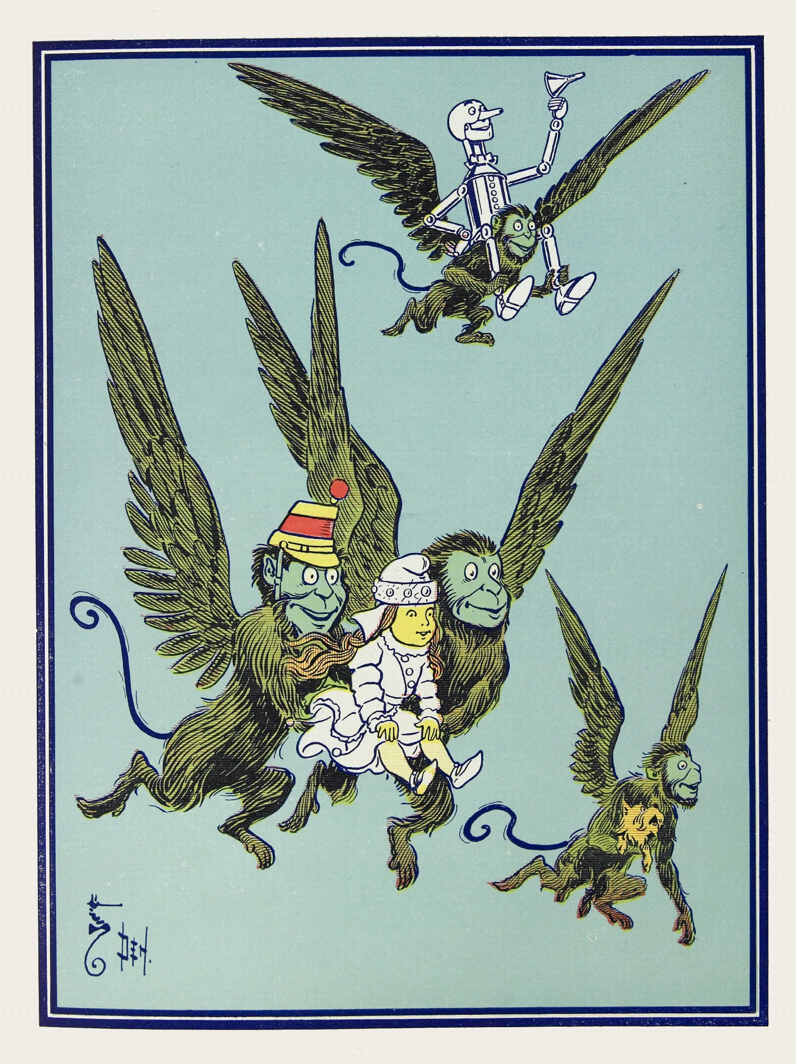 The Monkeys Caught Dorothy In Their Arms And Flew Away With Her Wall Art by William Wallace Denslow - Canvas Print