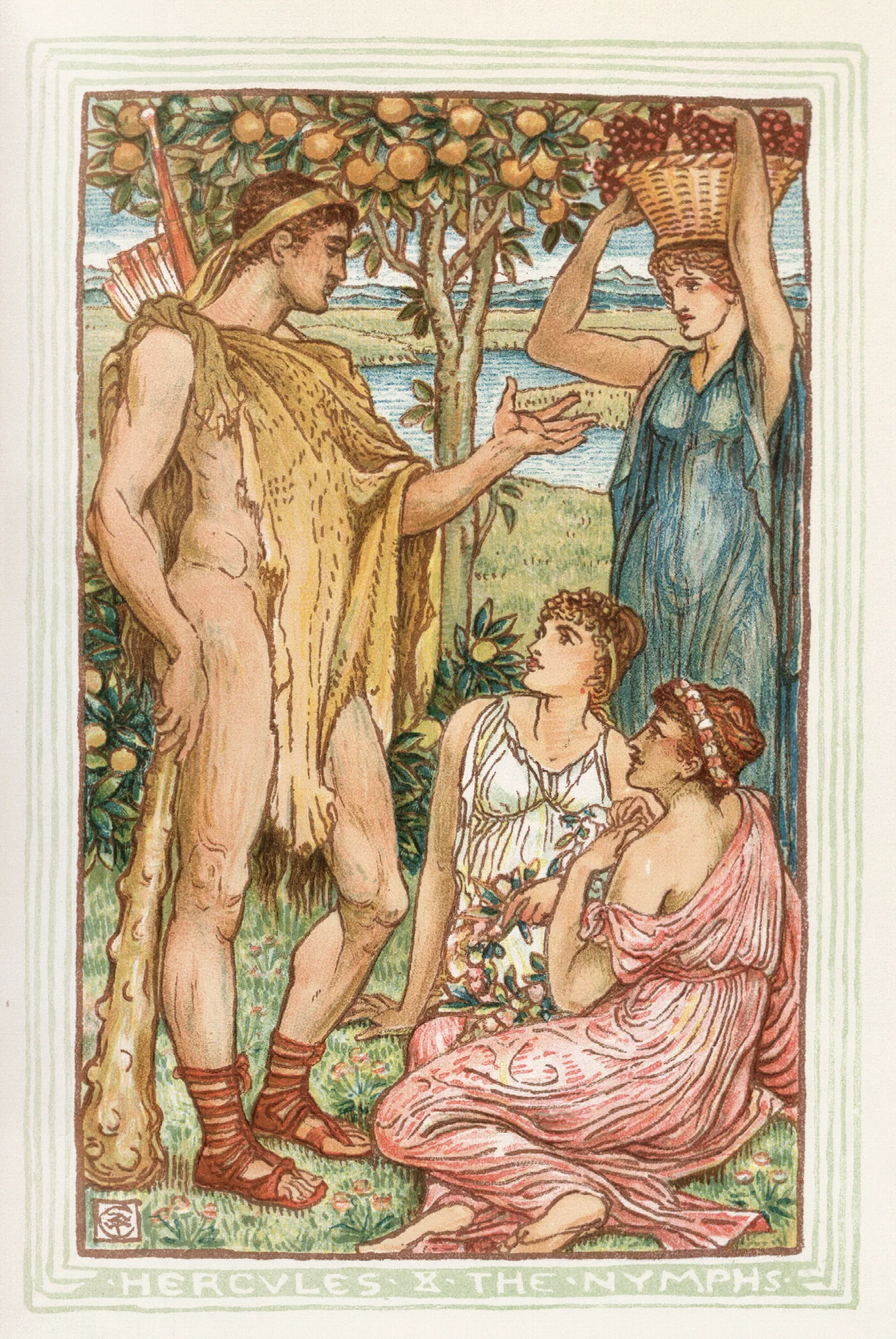 Hercules And The Nymphs Wall Art by Walter Crane - Canvas Print