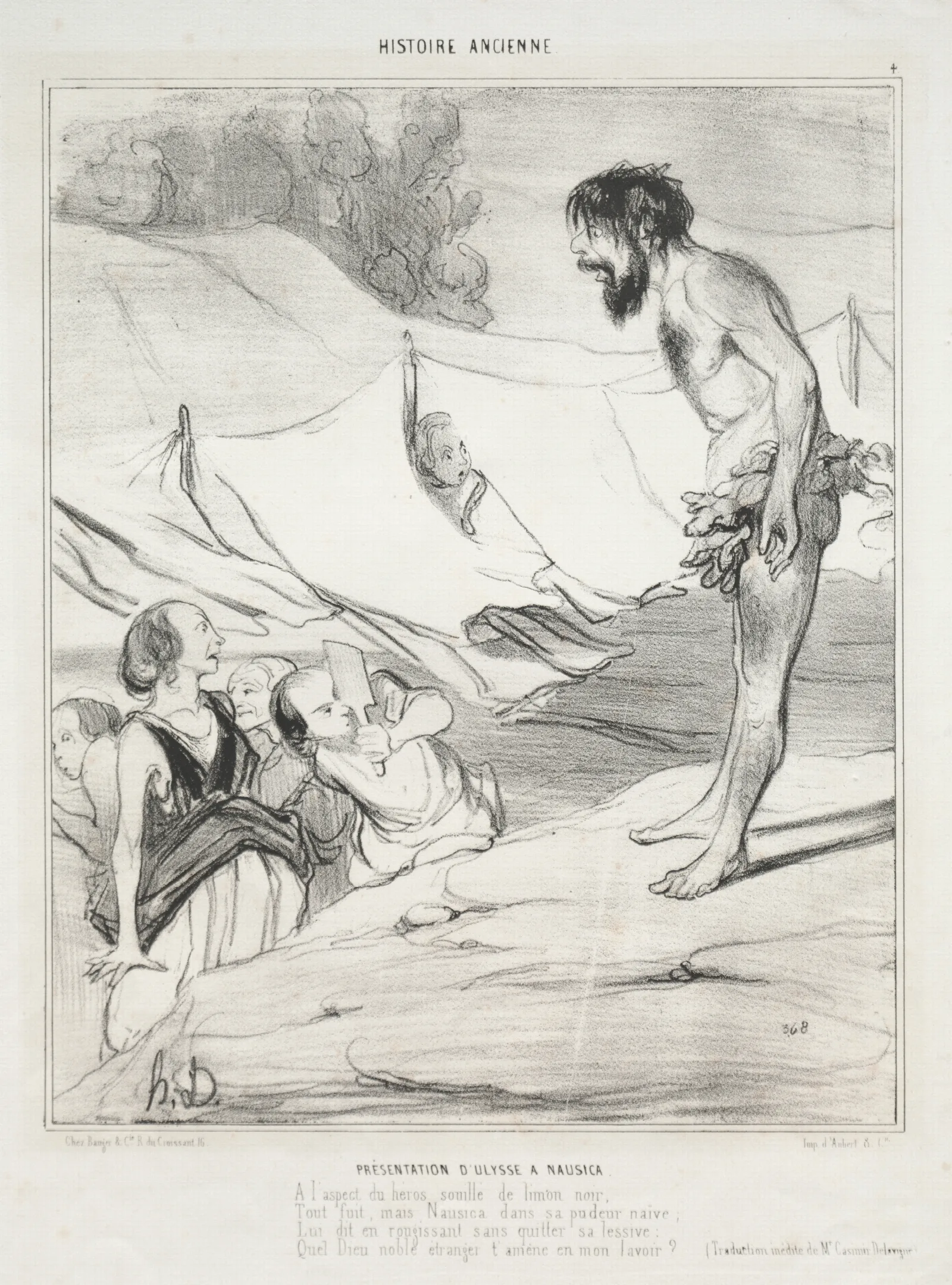 Introduction Of Ulysses To Nausica Wall Art by Honoré Daumier - Canvas Print