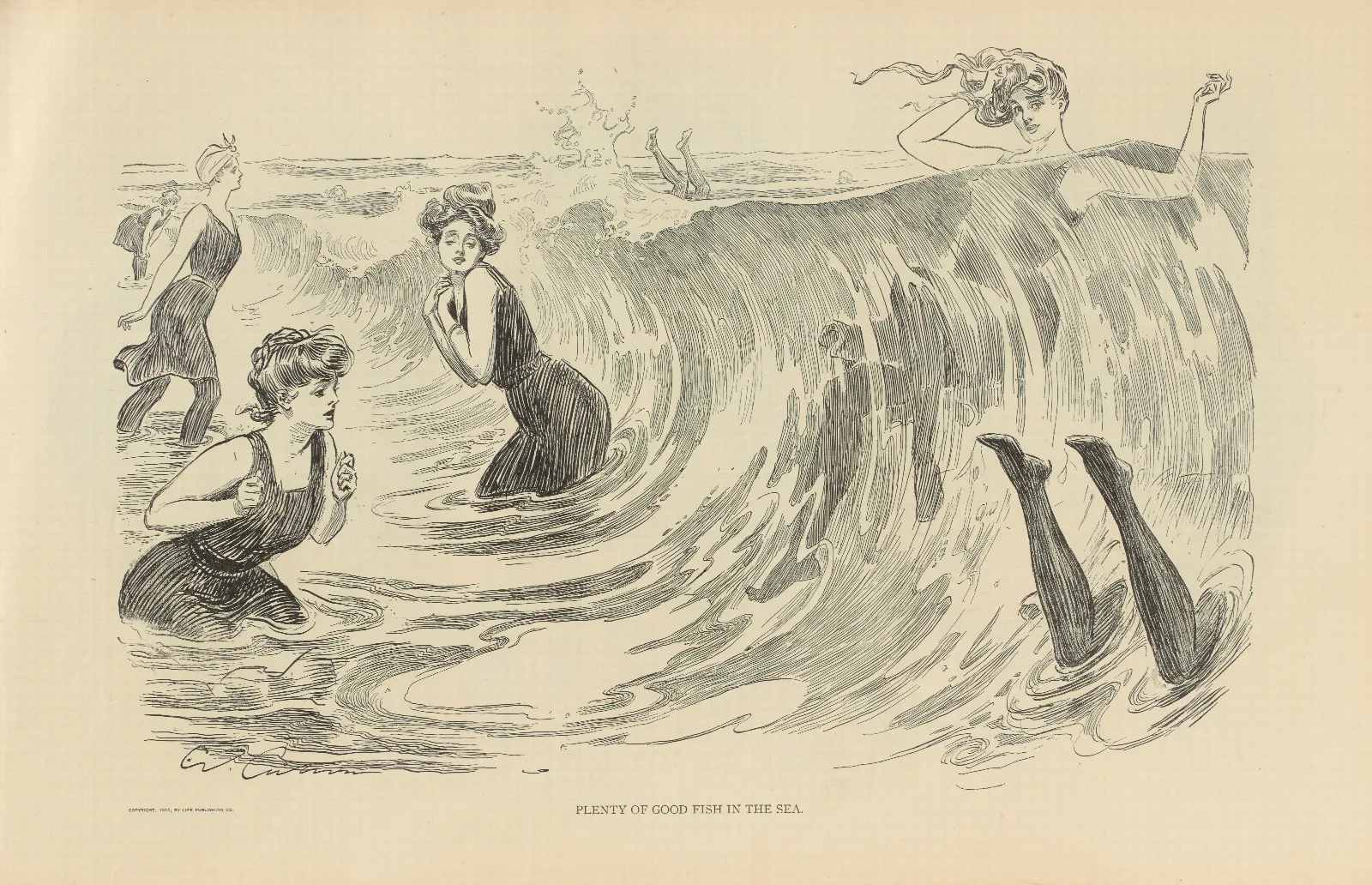 Plenty Of Good Fish In The Sea Wall Art by Charles Dana Gibson - Canvas Print