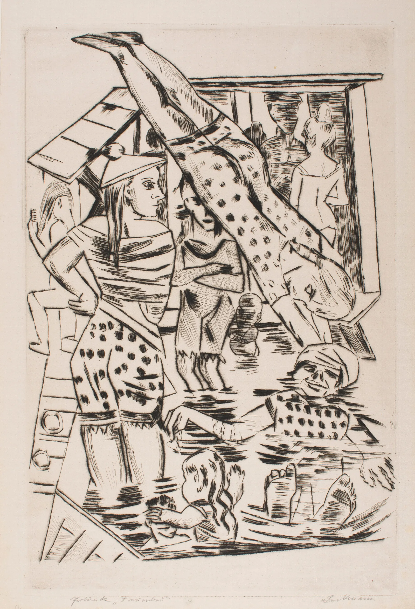 Womens Bath 3 Wall Art by Max Beckmann - Canvas Print