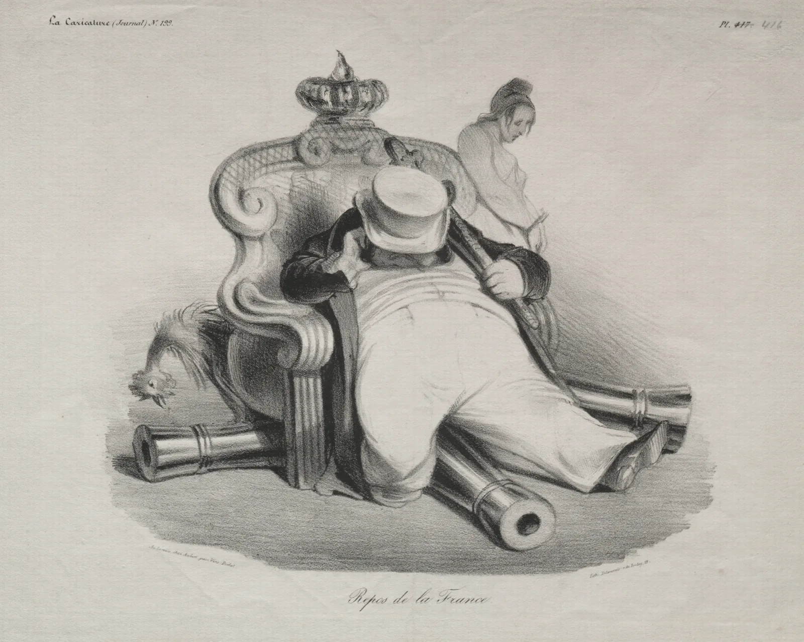 The Repose Of France Wall Art by Honoré Daumier - Canvas Print