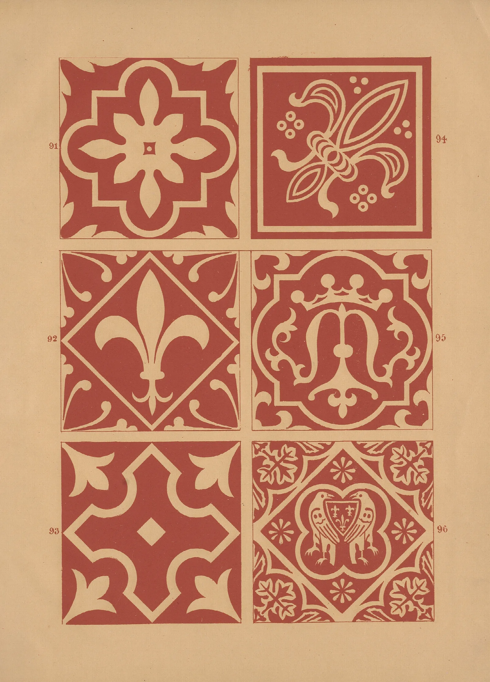 Examples Of Encaustic Tiles Pl 15 Wall Art by Owen Jones - Canvas Print