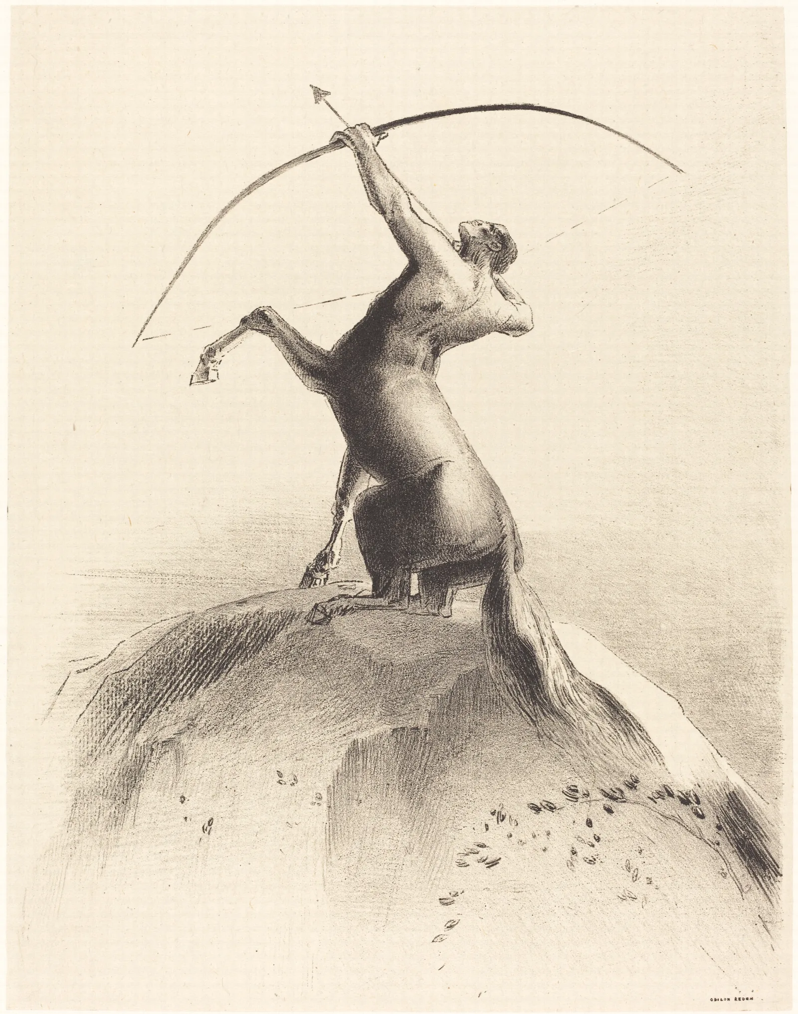 Centaur Visant Les Nues Centaur Aiming At The Clouds Wall Art by Odilon Redon - Canvas Print