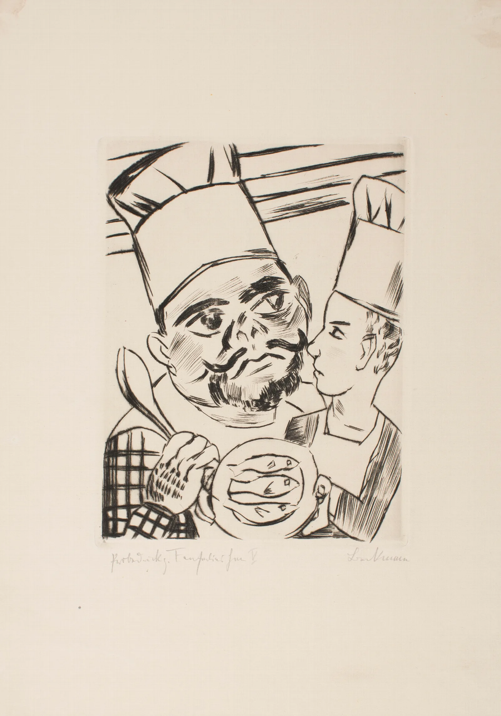 King Jerums Son Ursulus As A Cooks Apprentice In His Fathers Kitchen Wall Art by Max Beckmann - Canvas Print