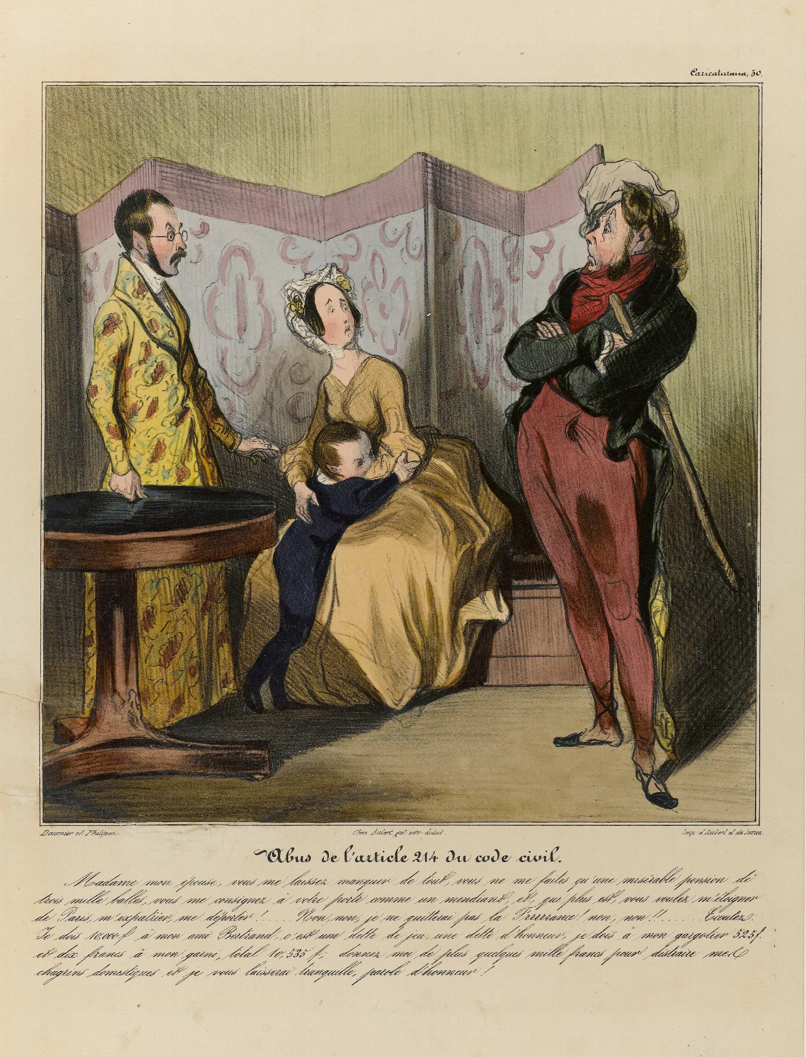 Abus De Larticle 214 Du Code Civil Wall Art by Honoré Daumier - Canvas Print