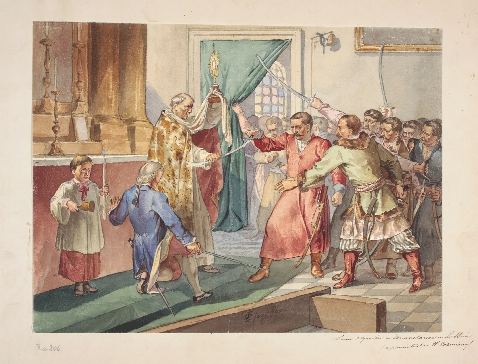 The Duel Of Andrzej Kozmian And Kazimierz Nestor Sapieha In The Dominican Church In Lublin On 15 July 1784 Wall Art by Ignacy Gierdziejewski - Canvas Print