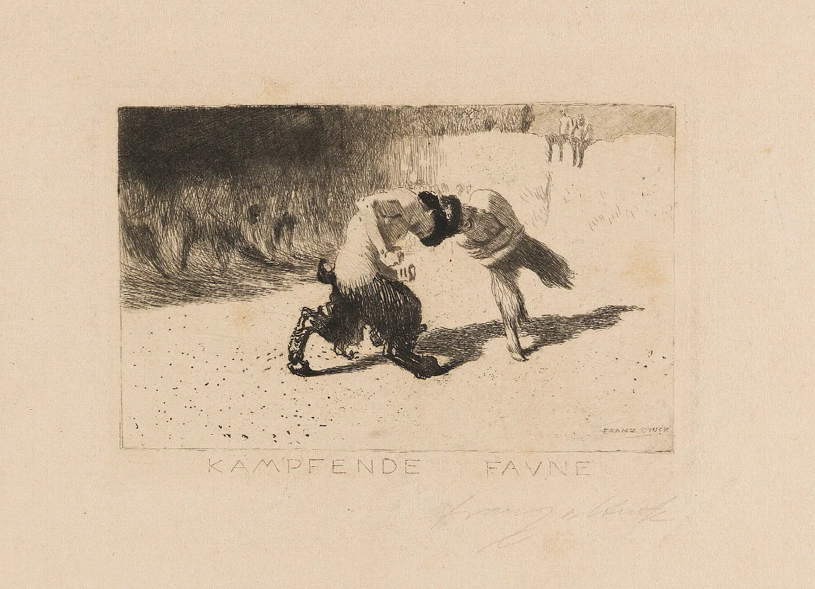 Kampfende Faune 3 Wall Art by Franz von Stuck - Canvas Print