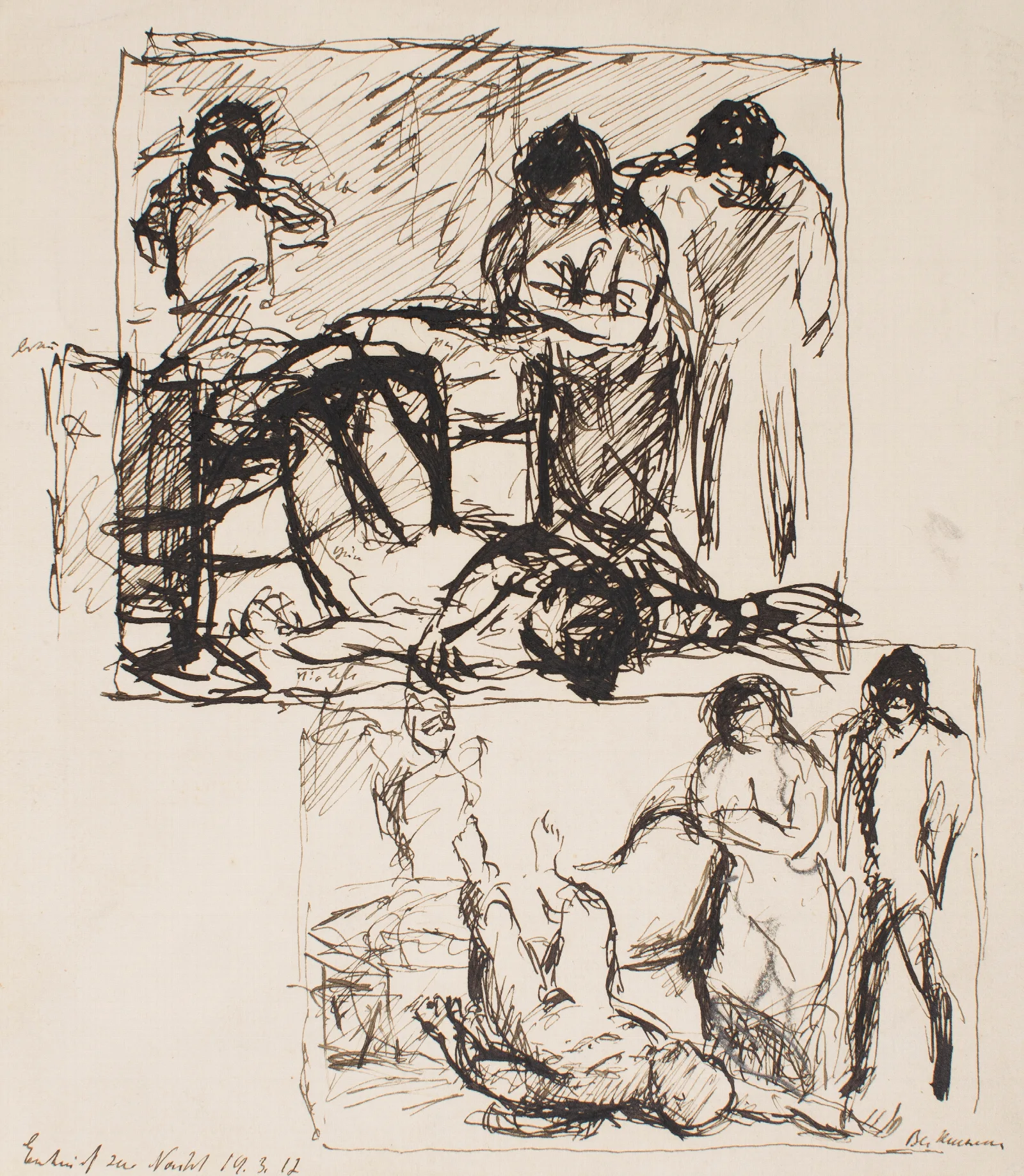 Study For Night 1912 Wall Art by Max Beckmann - Canvas Print