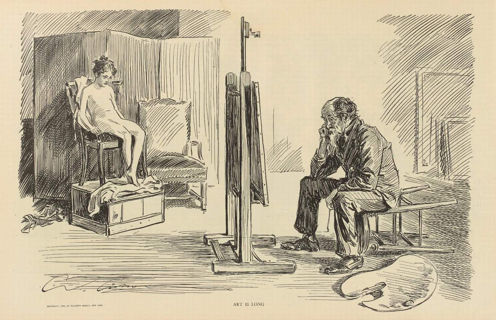 Art Is Long Wall Art by Charles Dana Gibson - Canvas Print