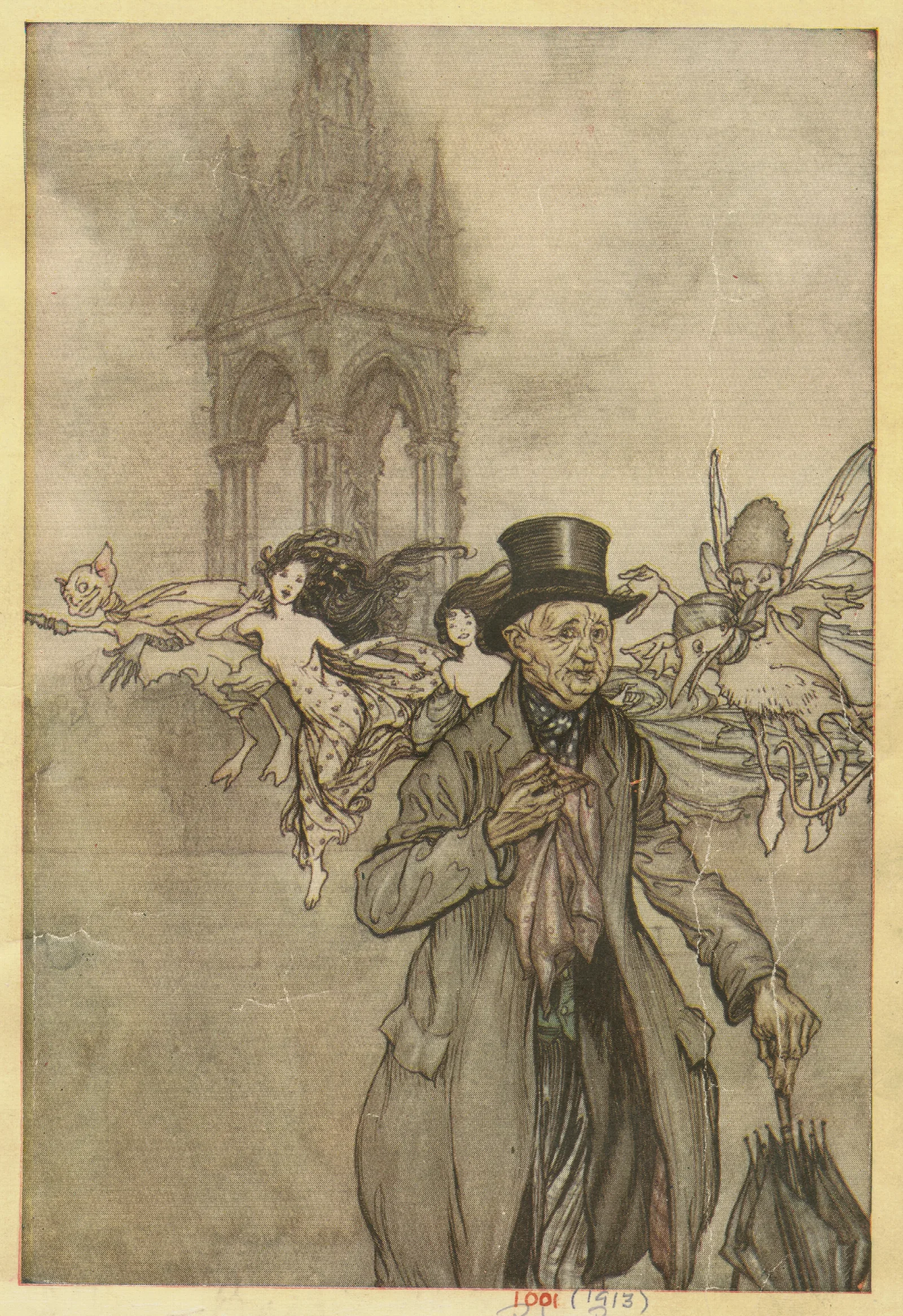Old Mr Salford Was A Crab Apple Of An Old Gentleman Who Wandered All Day In The Gardens Wall Art by Arthur Rackham - Canvas Print
