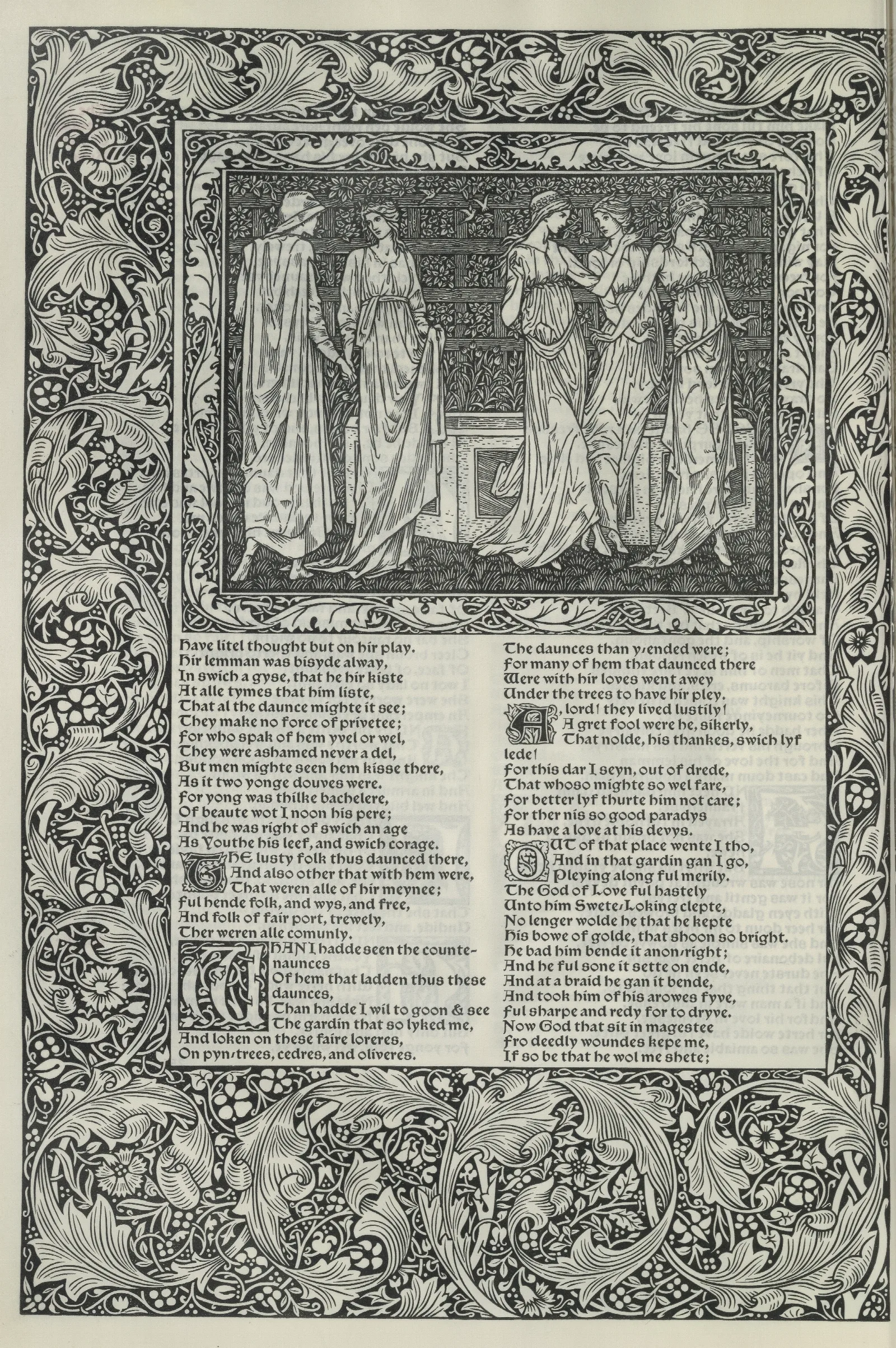 The Works Of Geoffrey Chaucer Pl 40 Wall Art by Sir Edward Coley Burne-Jones - Canvas Print