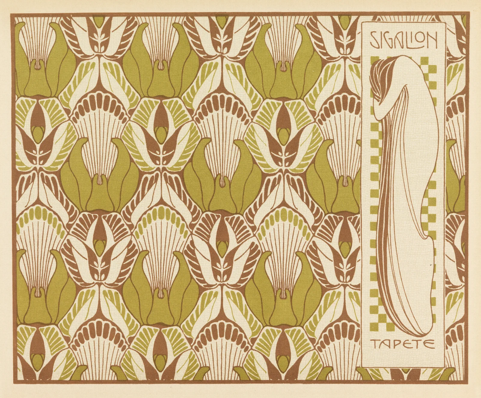 Sigalion Tapete Sigalion Wallpaper Wall Art by Koloman Moser - Canvas Print